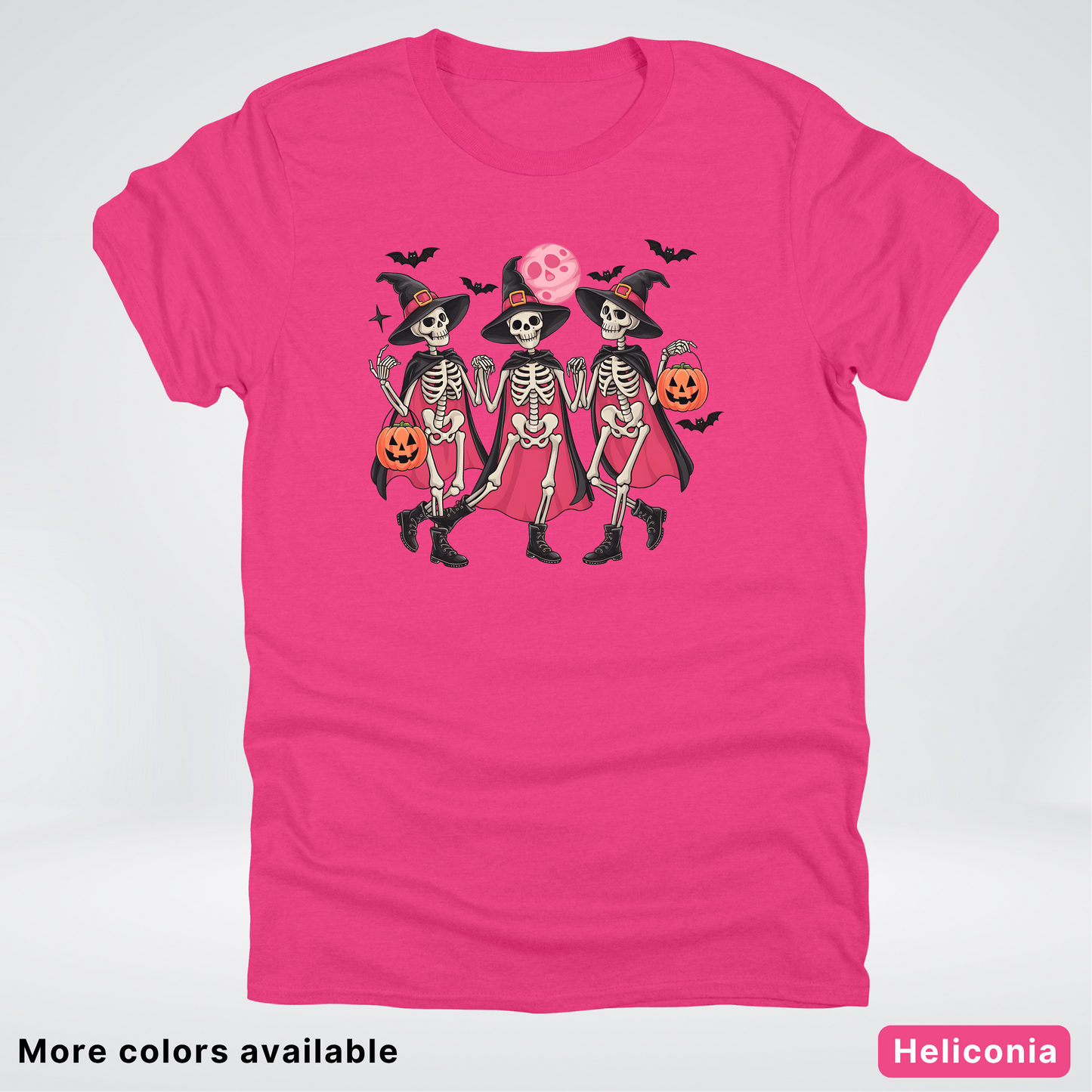 Skeleton Pink Out Witches Dancing Halloween - T-Shirt