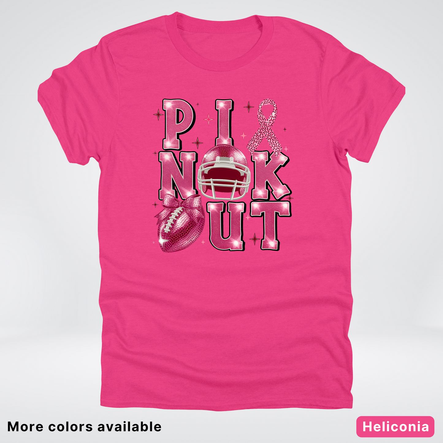Pink Out Football Coquette Glitter Helmet 02 T-Shirt