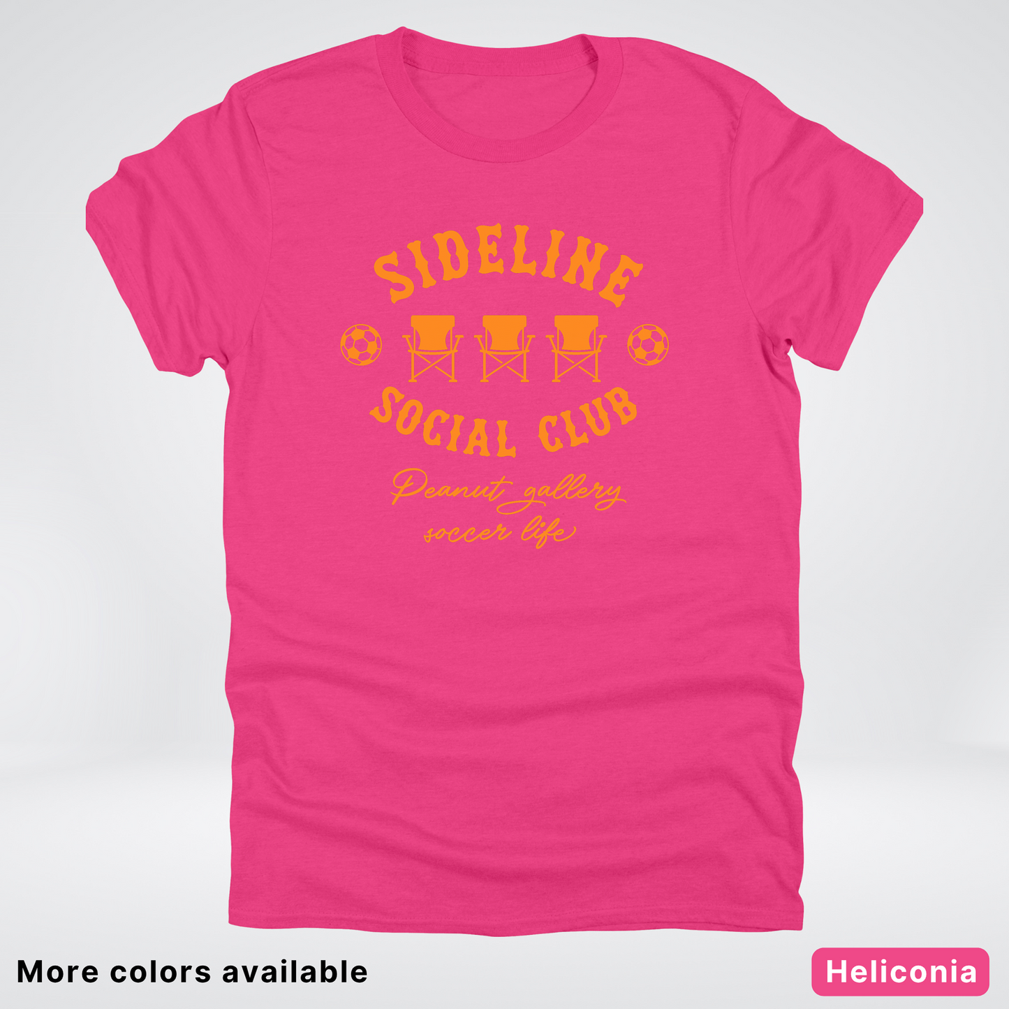 Sideline Social Club Peanut Gallery Soccer Life – Orange Design - T-Shirt