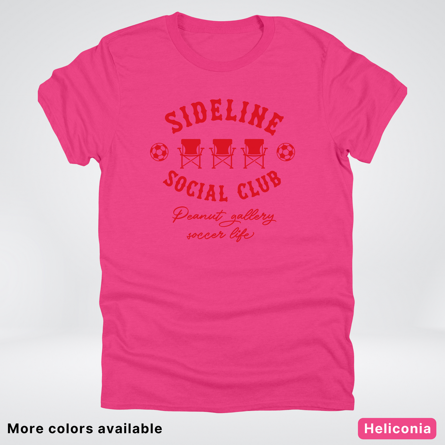 Sideline Social Club Peanut Gallery Soccer Life – Red Design - T-Shirt