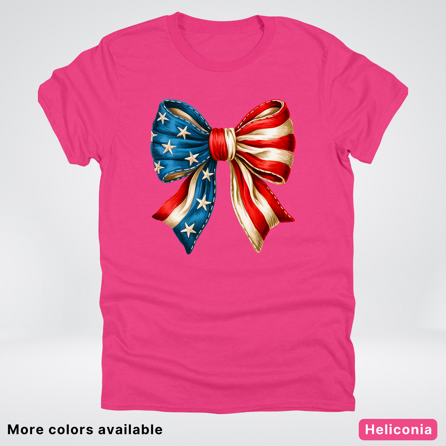USA Flag Coquette Bow - 4th Of July Design - T-Shirt