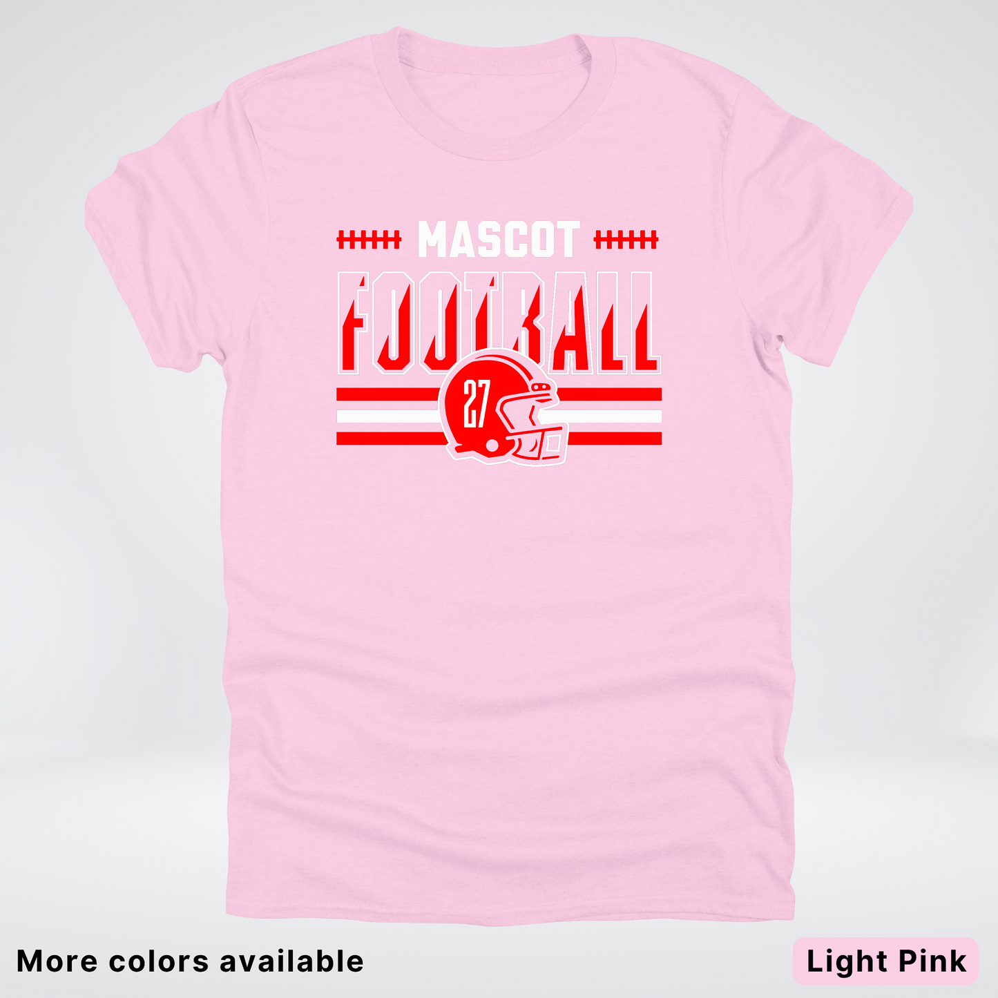 Custom Mascot & Number - Red - Football Design 2 T-Shirt