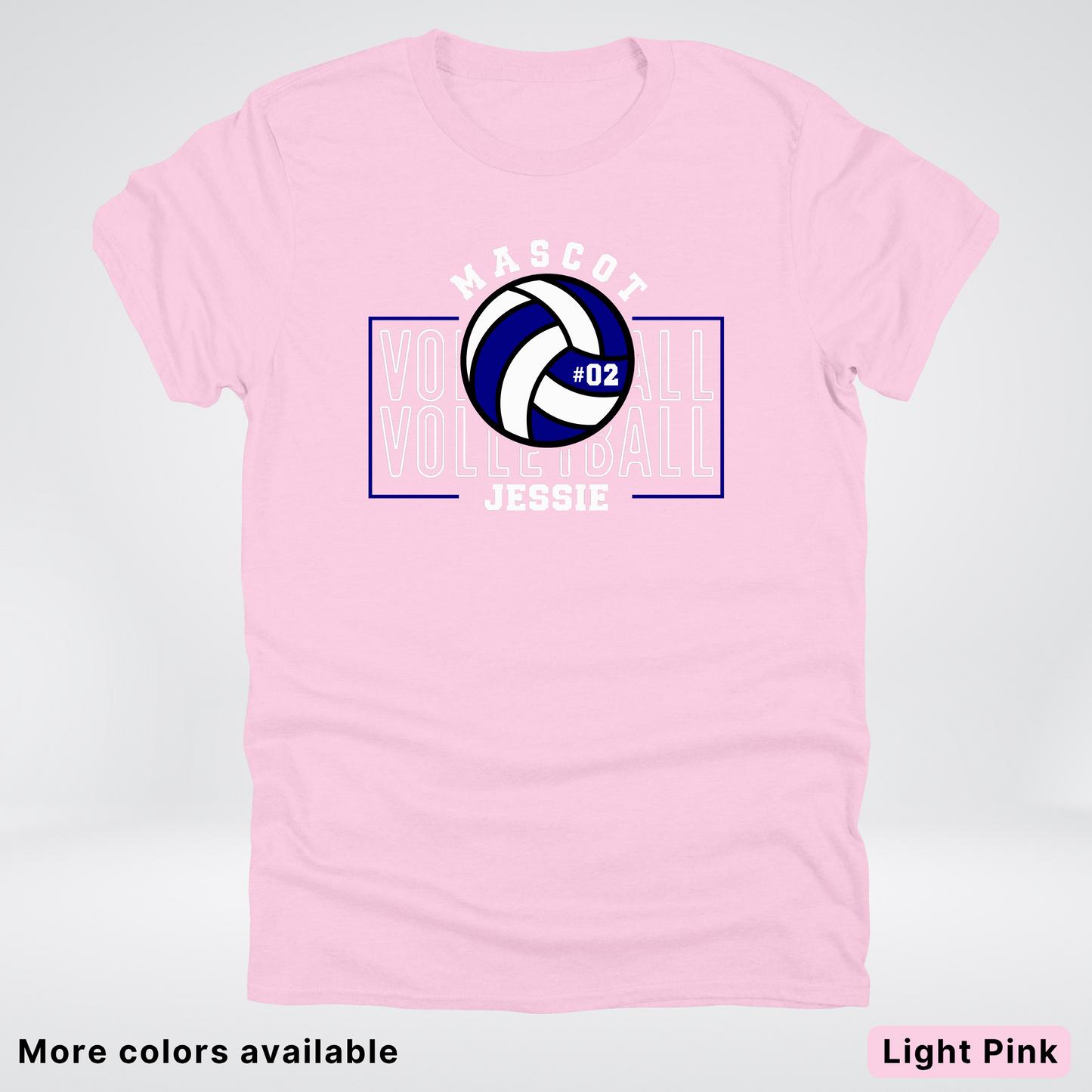 Custom Mascot, Number, & Name – Navy - Volleyball Design 13 T-Shirt