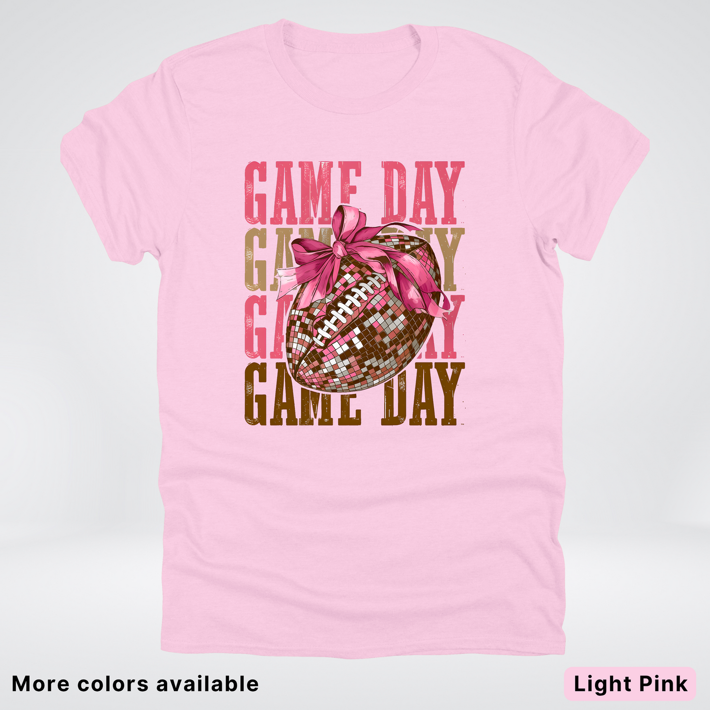 Game Day Pink Coquette Disco Football - T-Shirt