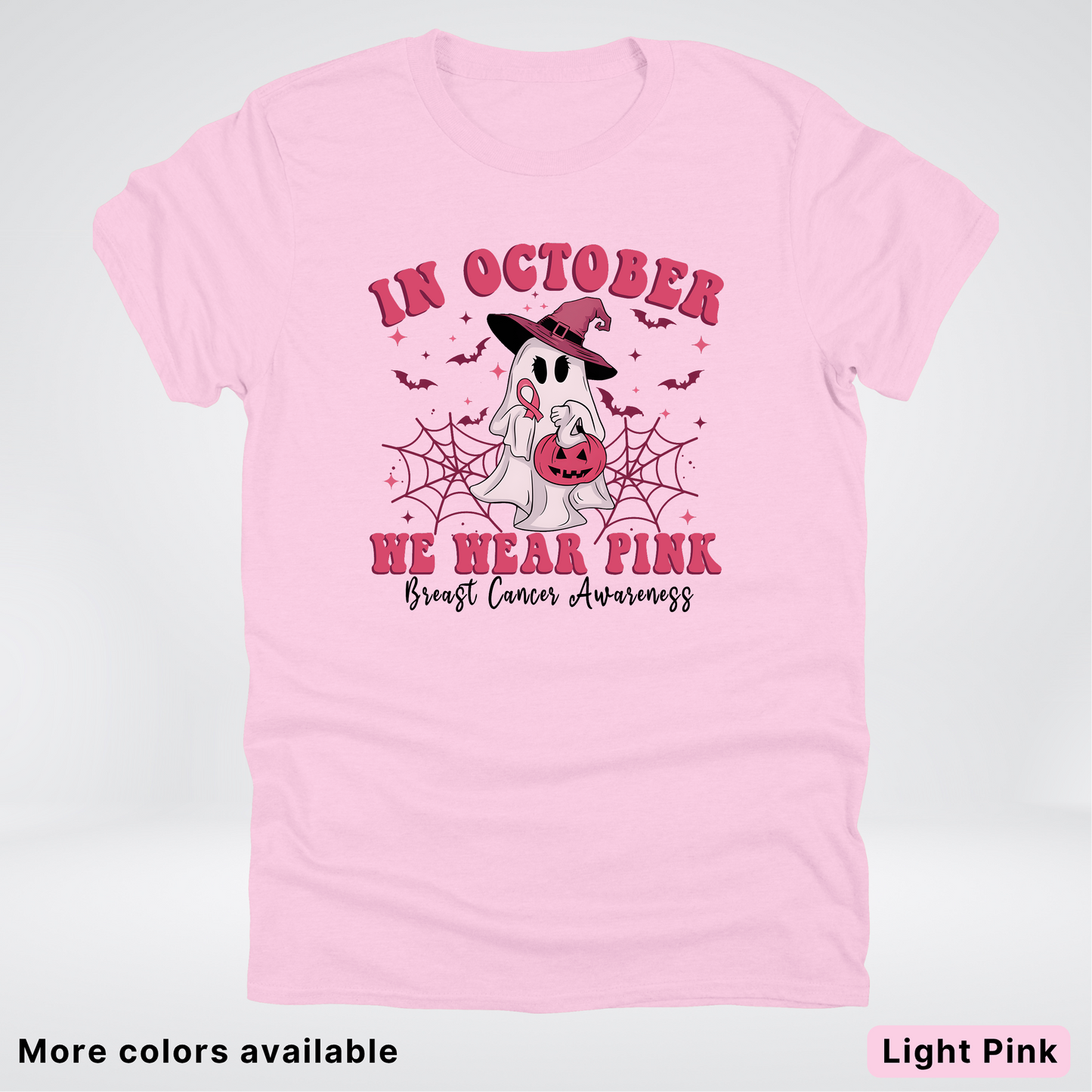 In October We Wear Pink Trick or Treating Ghost Witch - T-Shirt