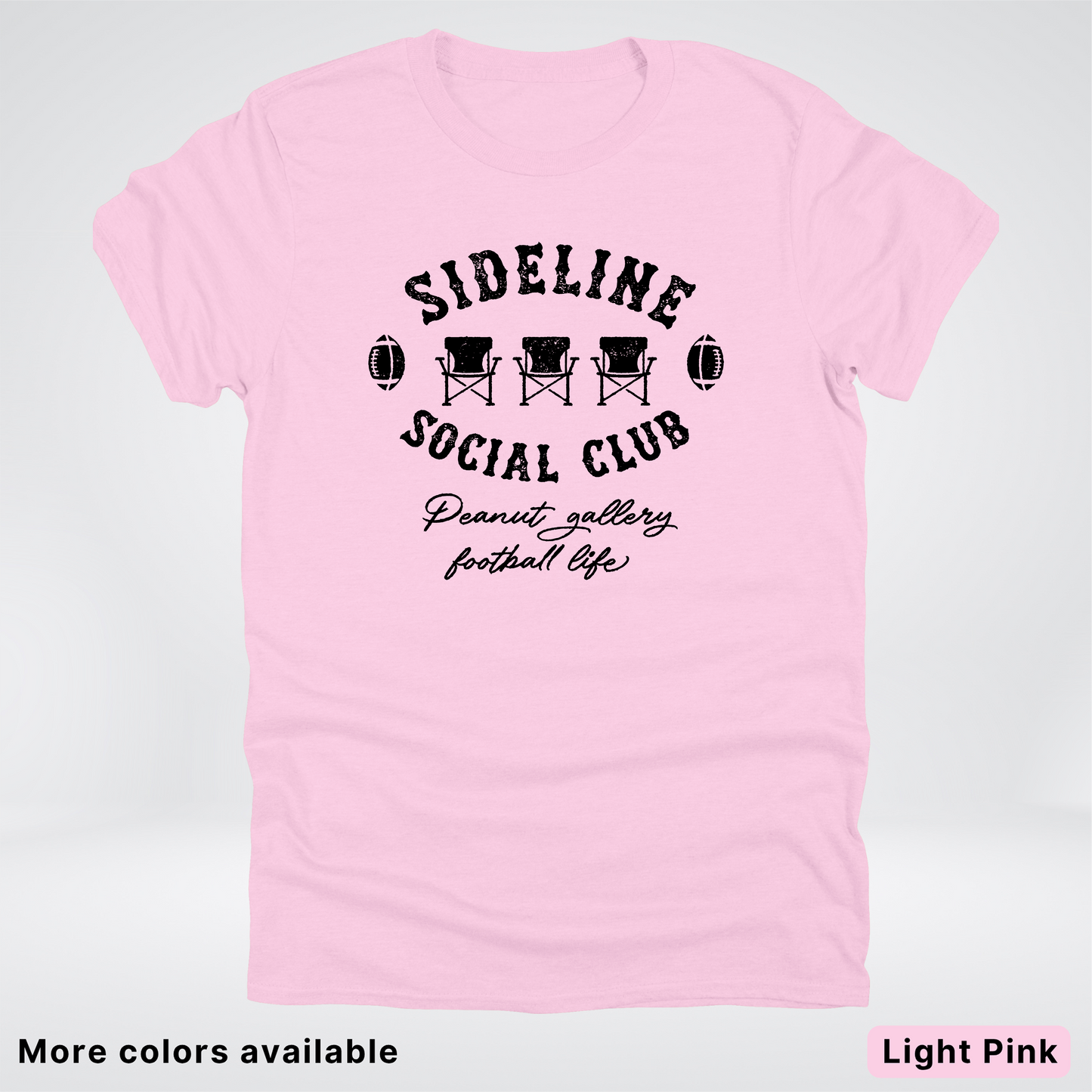 Sideline Social Club Peanut Gallery Football Life - Black Design - T-Shirt