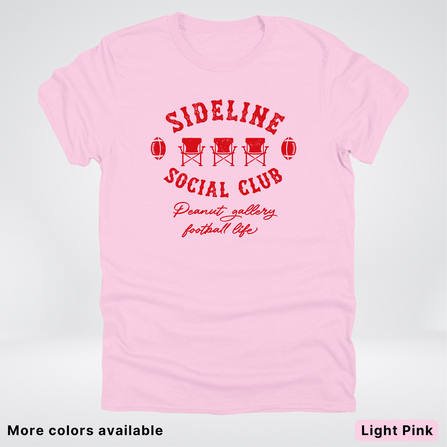 Sideline Social Club Peanut Gallery Football Life - Red Design - T-Shirt