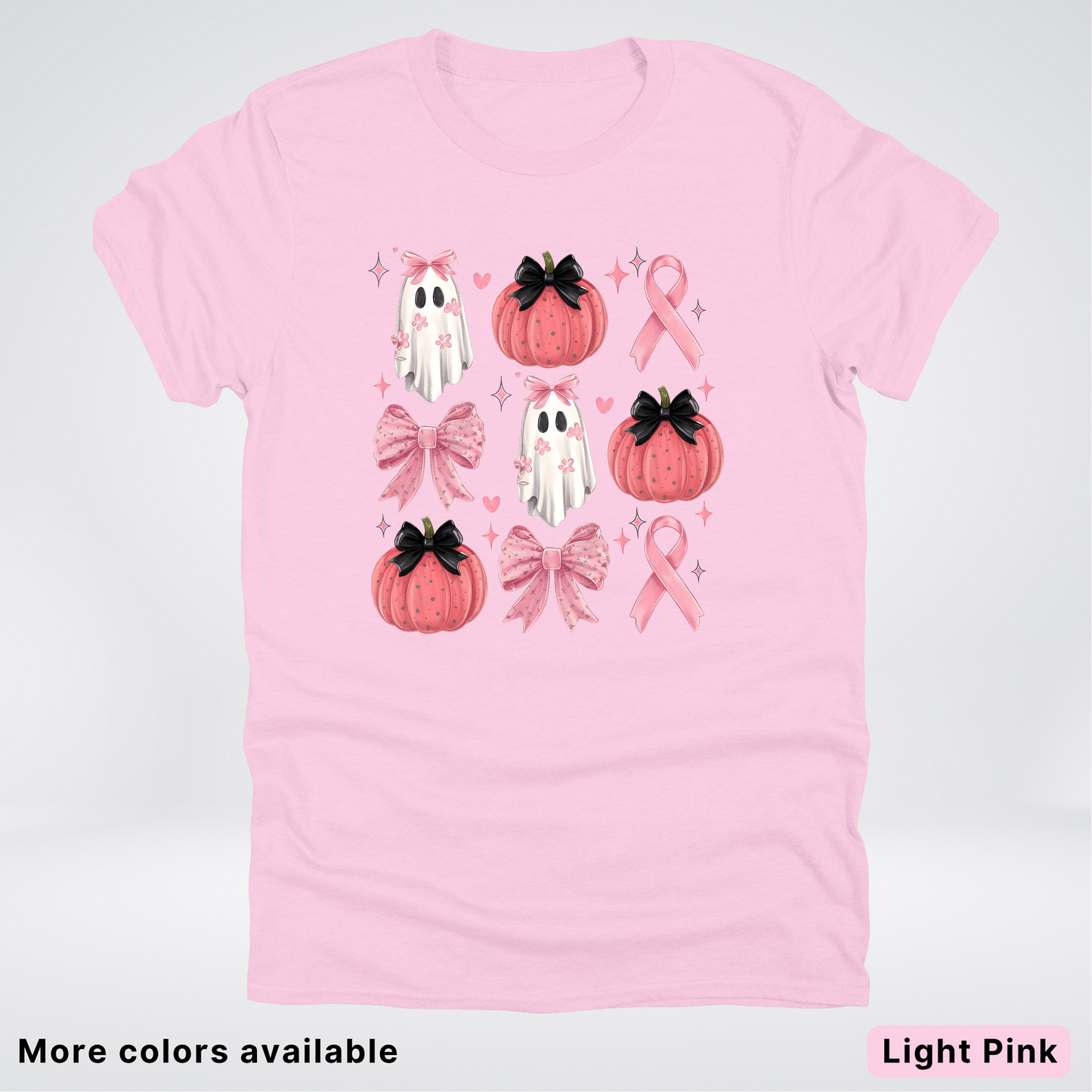 Pink Pumpkin Coquette Bow Cute Ghost - T-Shirt