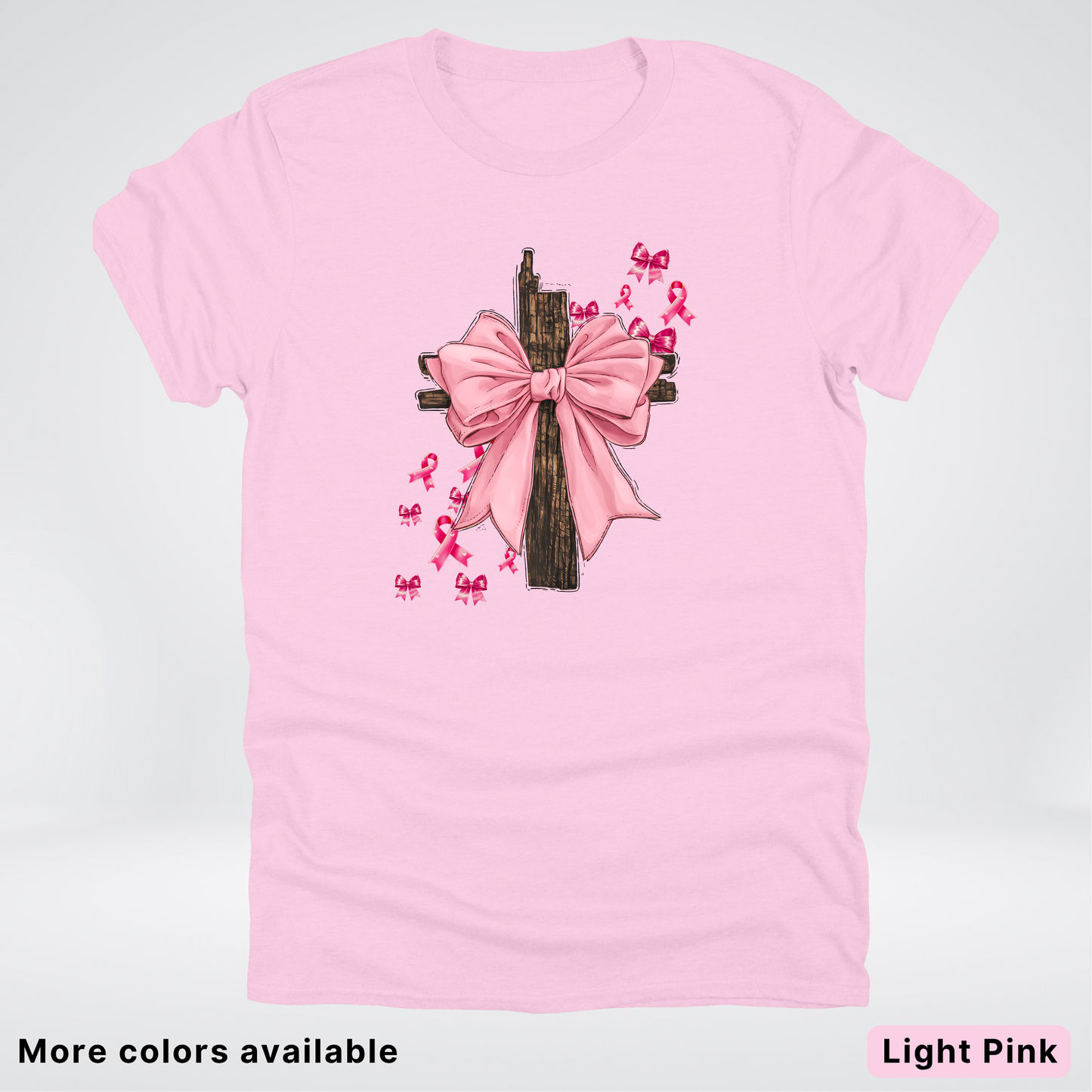 Pink Out Coquette Wooden Cross - T-Shirt