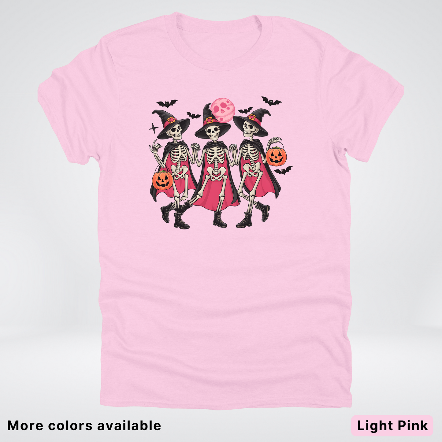 Skeleton Pink Out Witches Dancing Halloween - T-Shirt