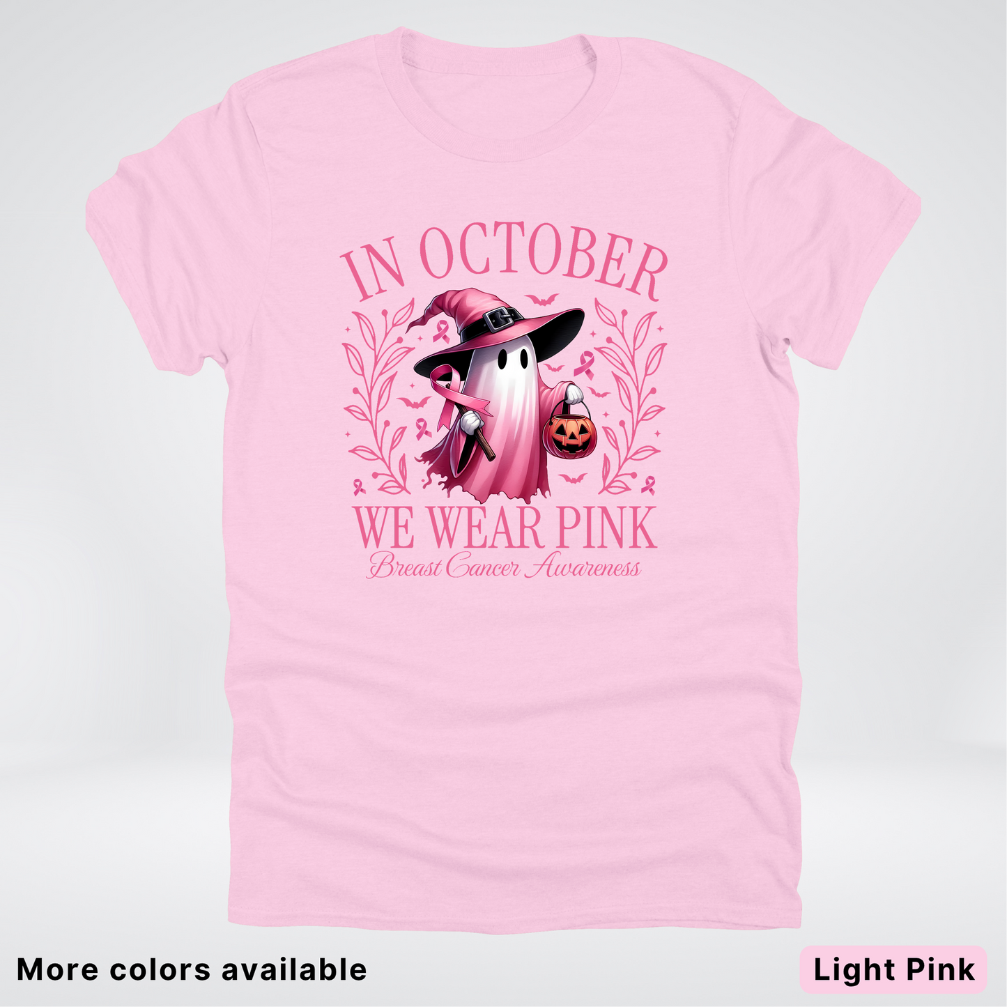 In October We Wear Pink Halloween Breast Cancer Awareness - T-Shirt