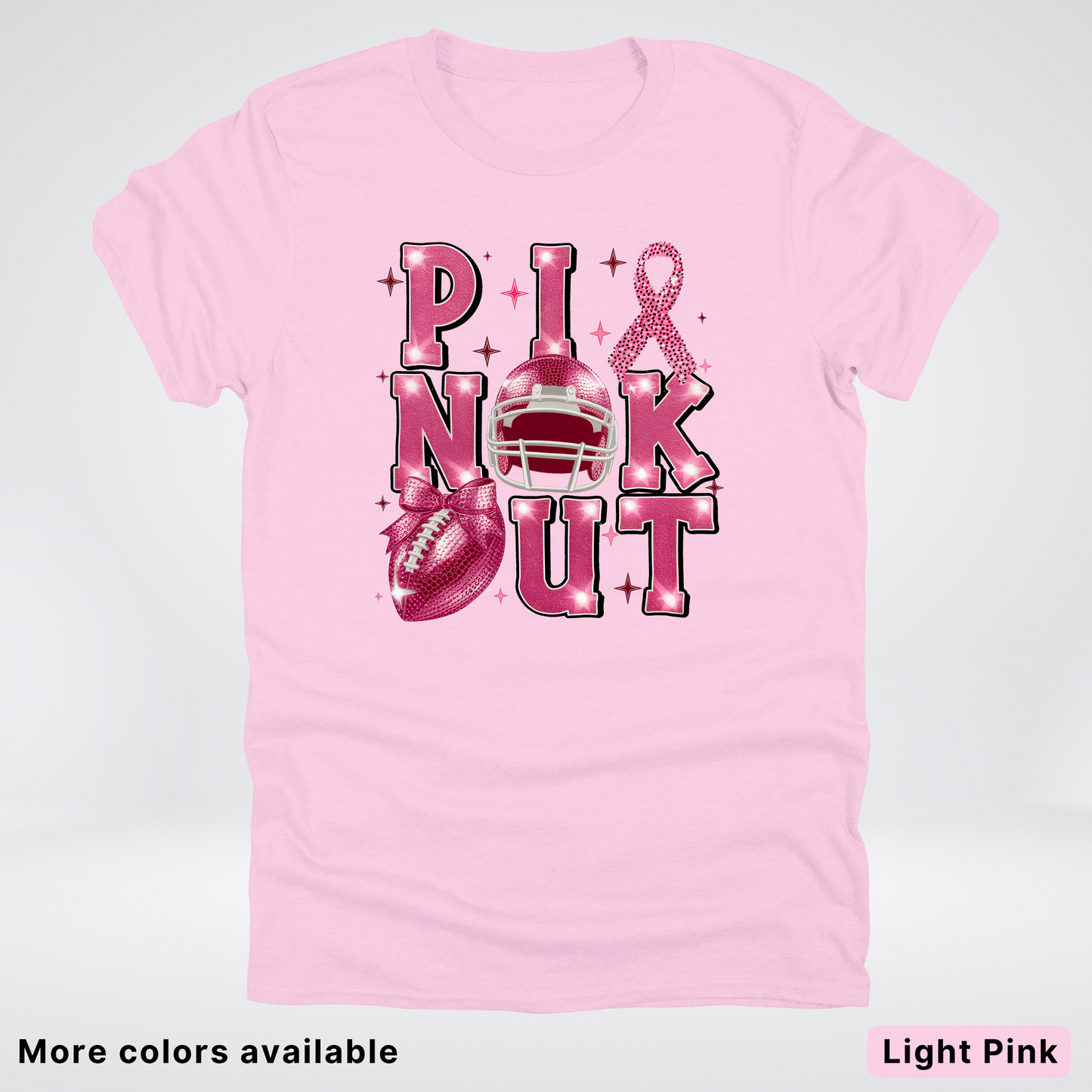 Pink Out Football Coquette Glitter Helmet 02 T-Shirt
