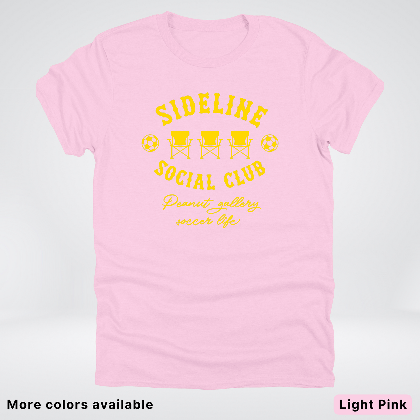Sideline Social Club Peanut Gallery Soccer Life – Gold Design - T-Shirt