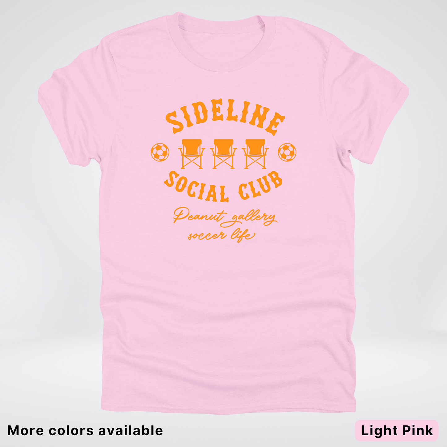 Sideline Social Club Peanut Gallery Soccer Life – Orange Design - T-Shirt