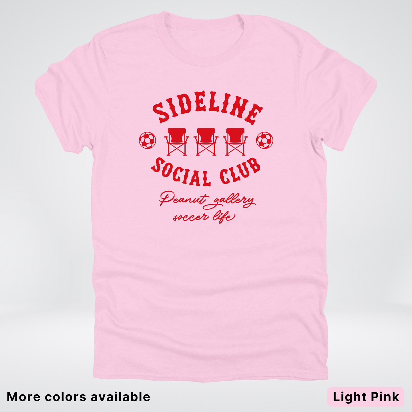Sideline Social Club Peanut Gallery Soccer Life – Red Design - T-Shirt