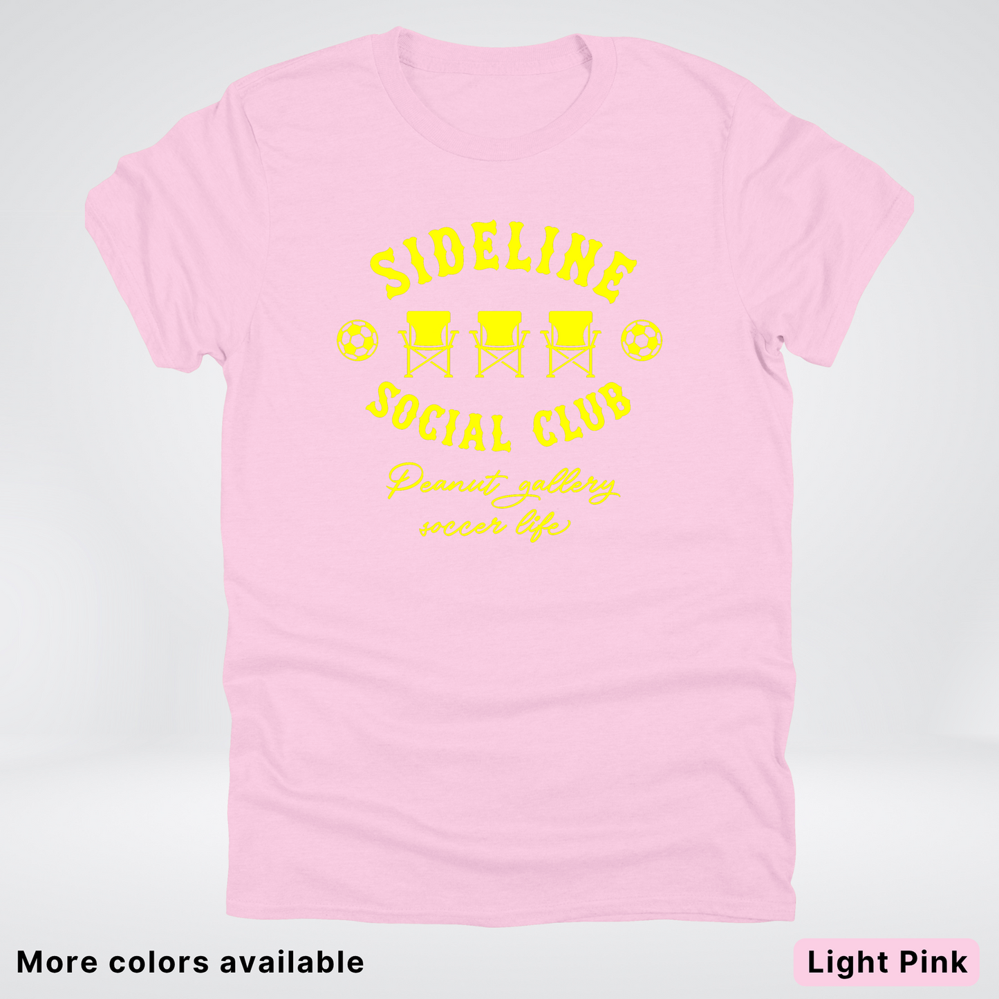 Sideline Social Club Peanut Gallery Soccer Life – Yellow Design - T-Shirt