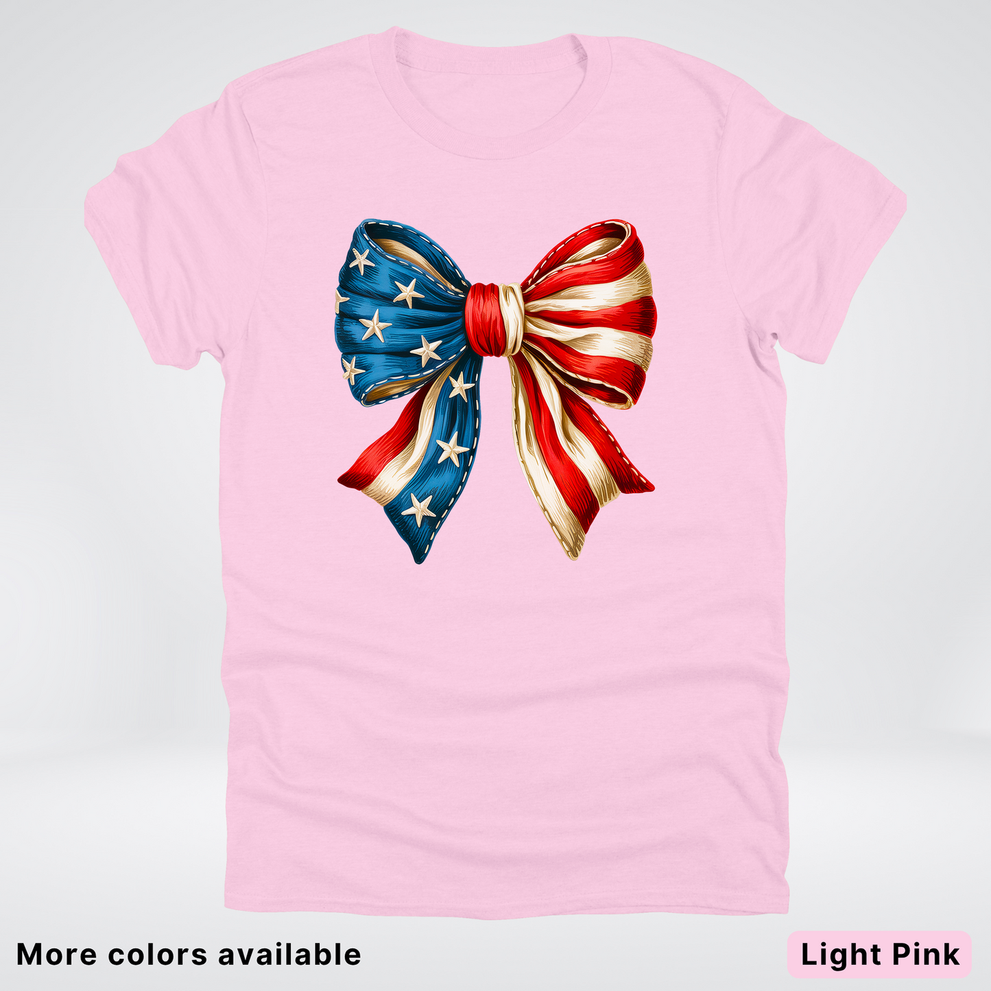 USA Flag Coquette Bow - 4th Of July Design - T-Shirt