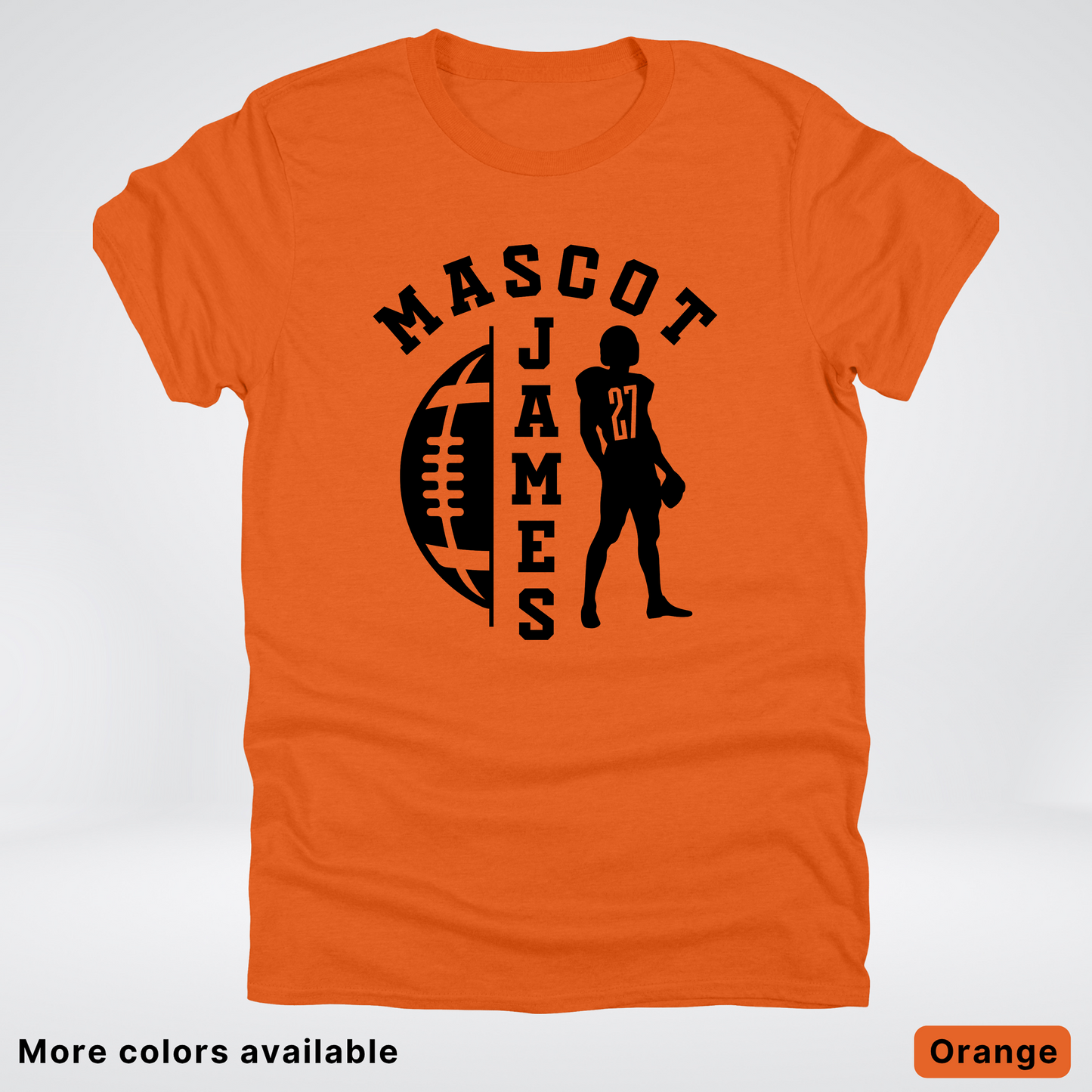 Custom Mascot, Number, & Name - Black - Football Design 31 T-Shirt