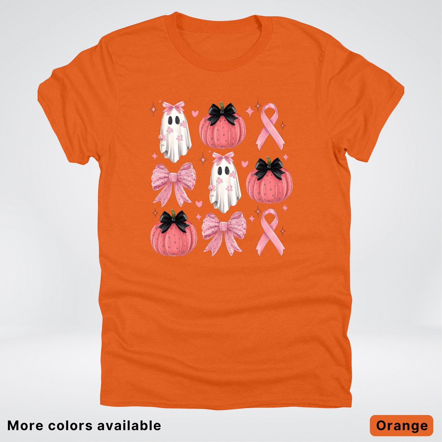 Pink Pumpkin Coquette Bow Cute Ghost - T-Shirt
