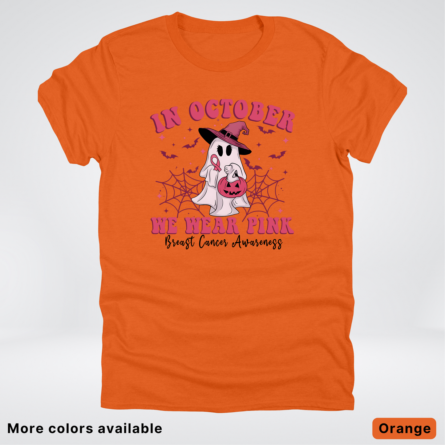 In October We Wear Pink Trick or Treating Ghost Witch - T-Shirt