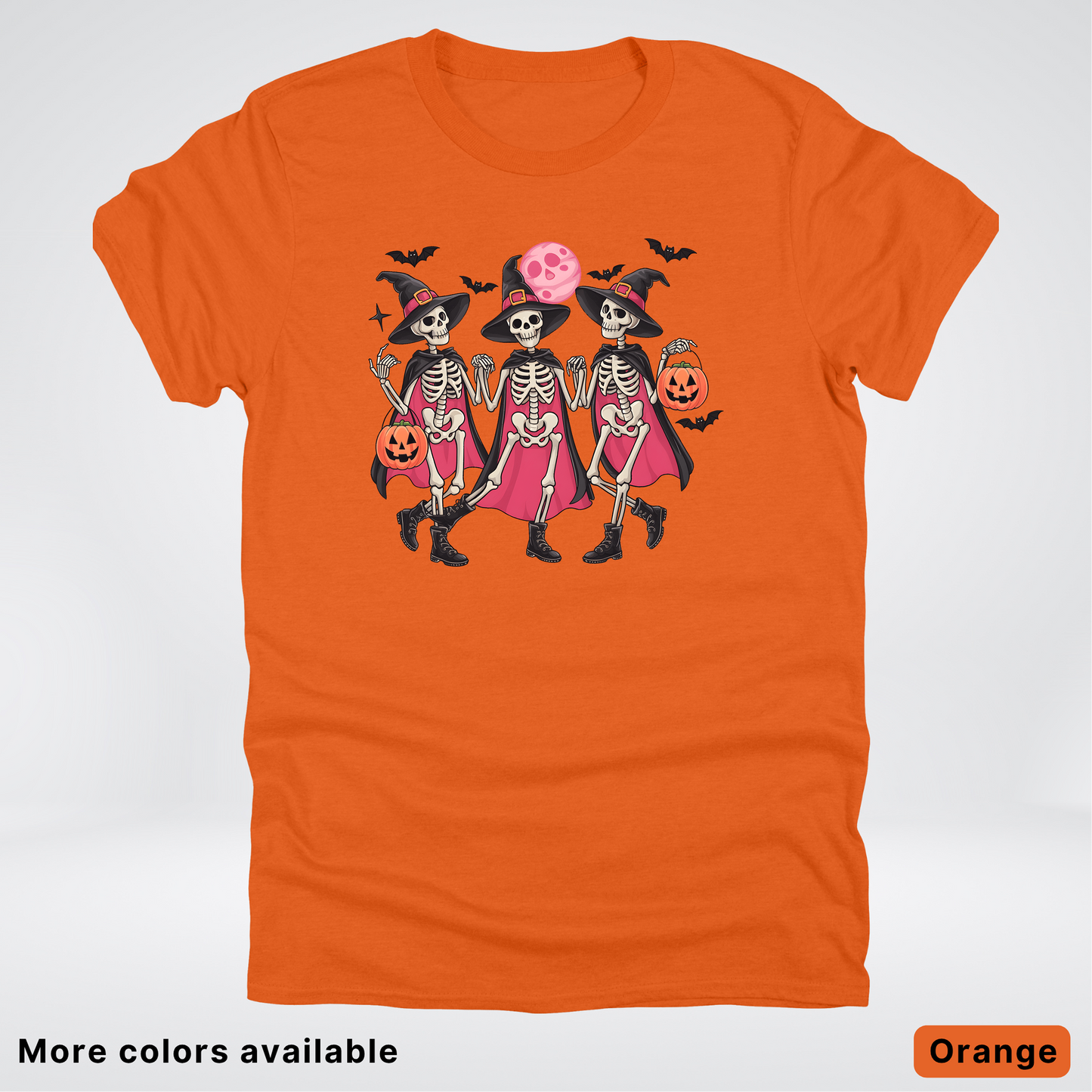 Skeleton Pink Out Witches Dancing Halloween - T-Shirt