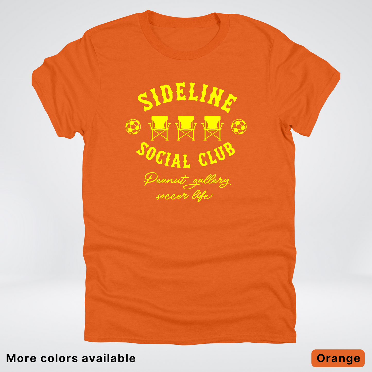Sideline Social Club Peanut Gallery Soccer Life – Yellow Design - T-Shirt
