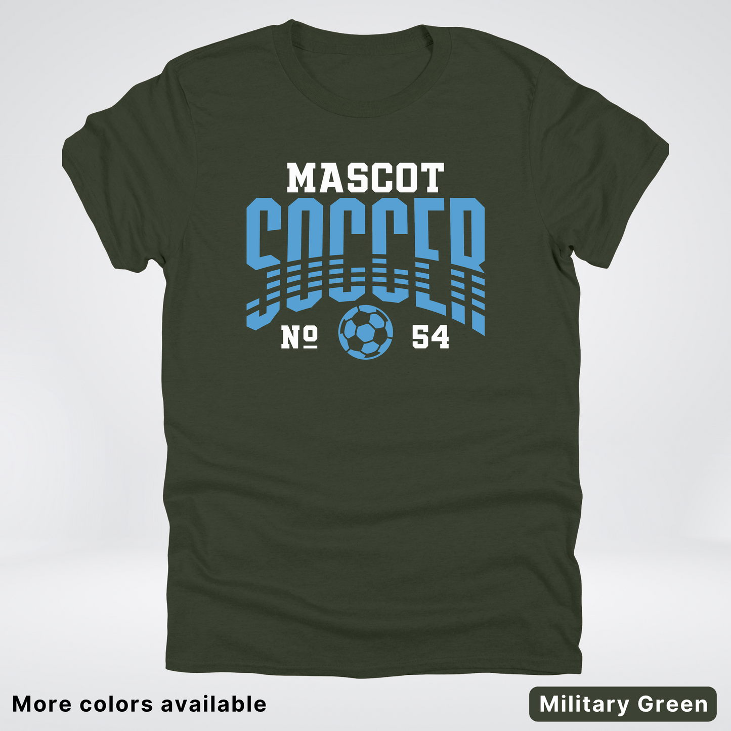 Custom Mascot & Number – Light Blue Design 10 - Soccer T-Shirt