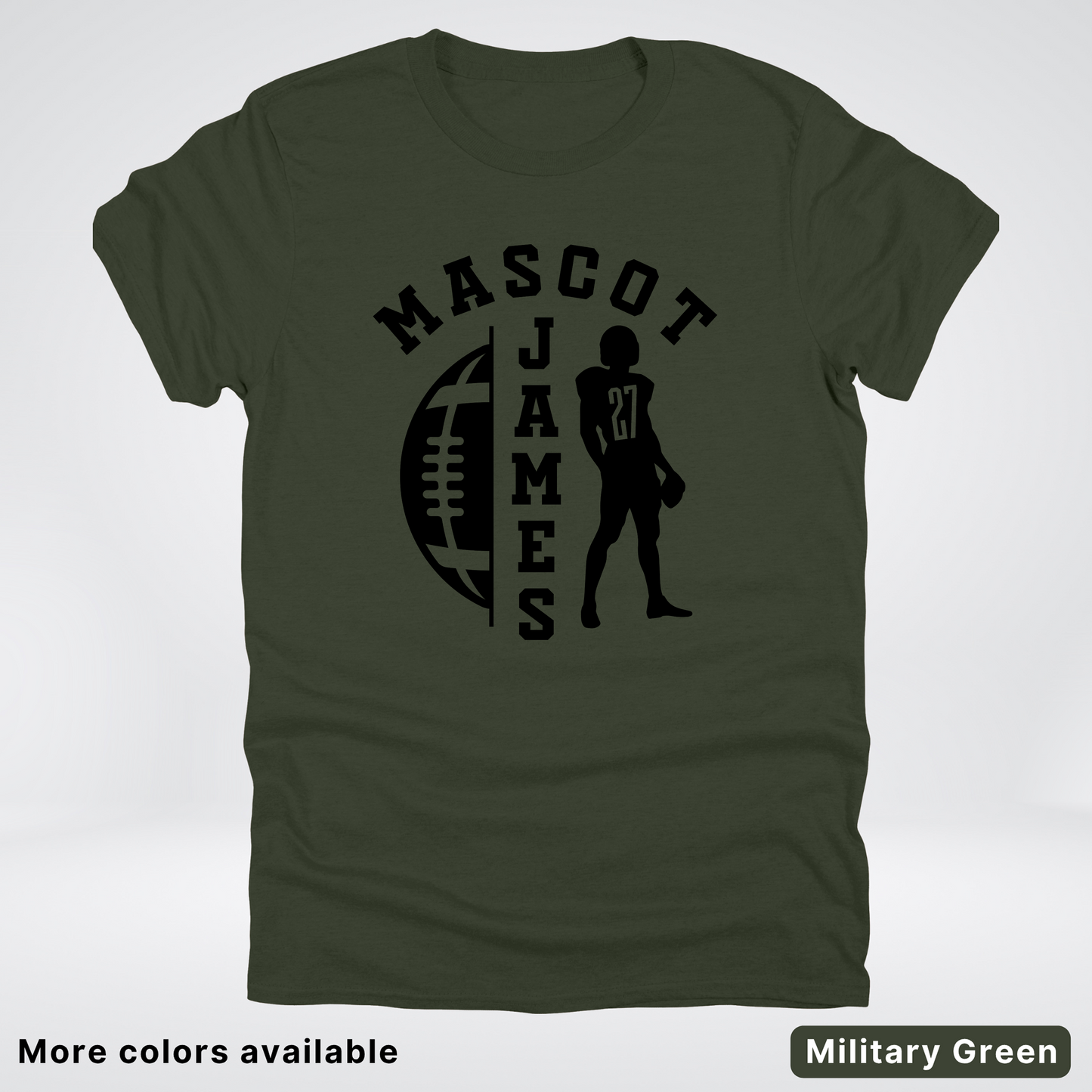 Custom Mascot, Number, & Name - Black - Football Design 31 T-Shirt