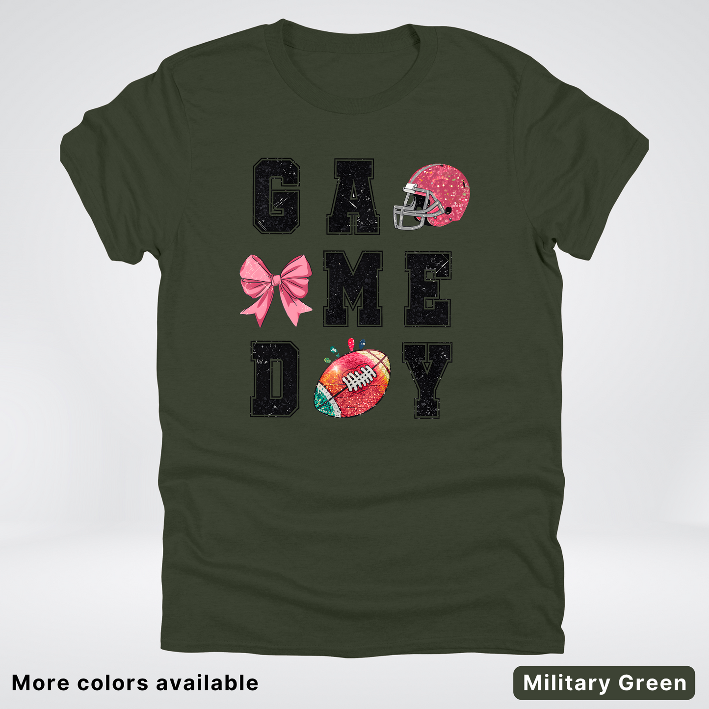 Game Day Pink Helmet Football & Bow - T-Shirt