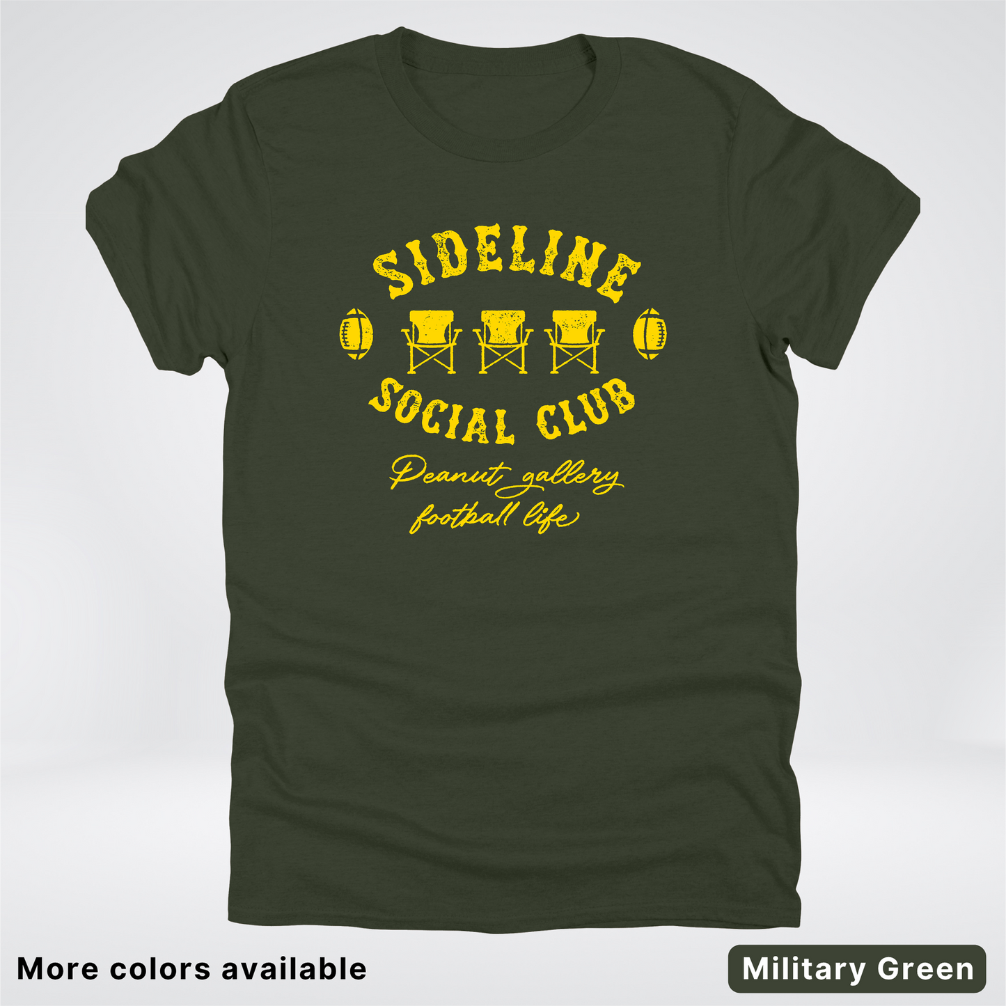 Sideline Social Club Peanut Gallery Football Life - Gold Design - T-Shirt