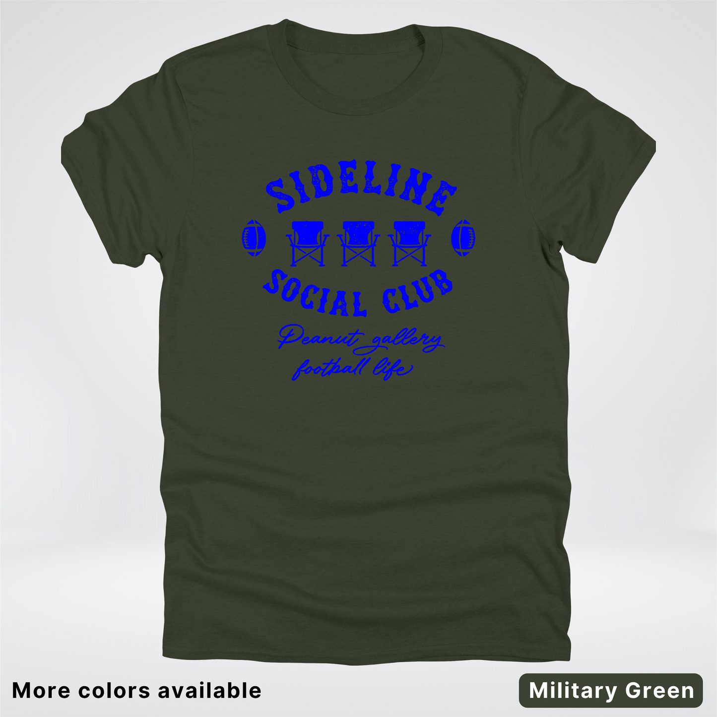 Sideline Social Club Peanut Gallery Football Life - Blue Design - T-Shirt