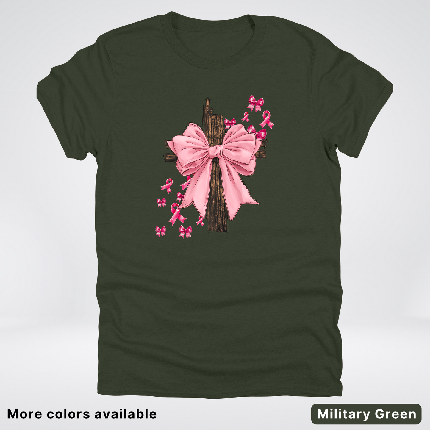 Pink Out Coquette Wooden Cross - T-Shirt