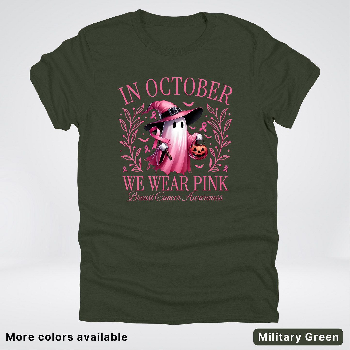 In October We Wear Pink Halloween Breast Cancer Awareness - T-Shirt