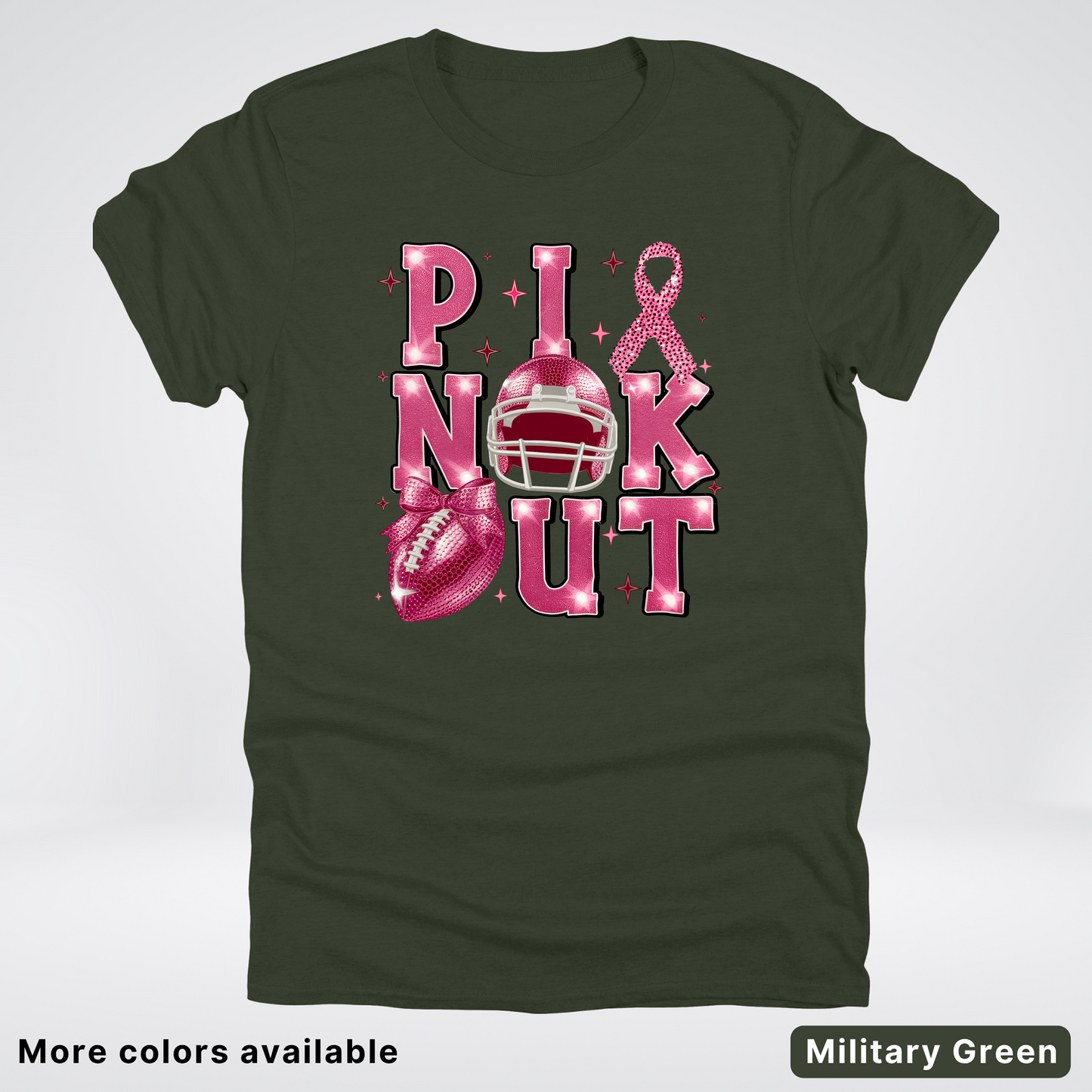 Pink Out Football Coquette Glitter Helmet 02 T-Shirt