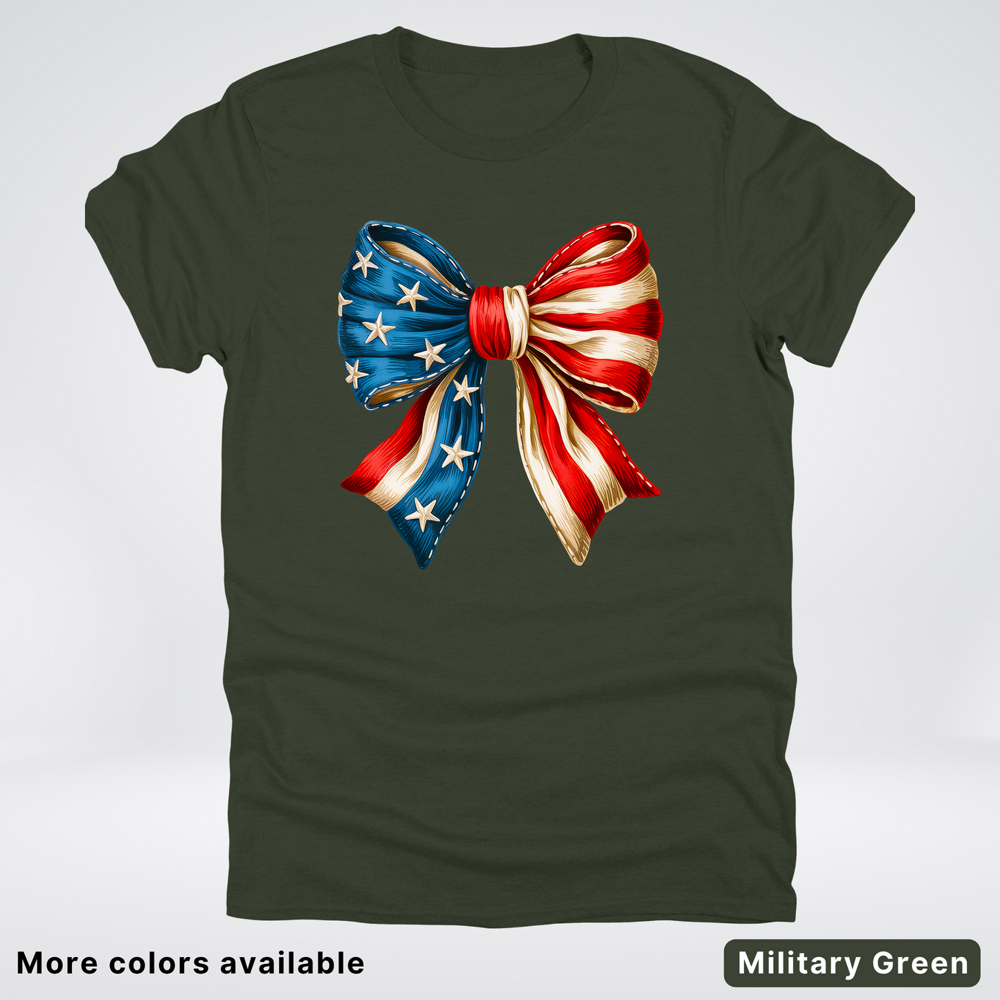 USA Flag Coquette Bow - 4th Of July Design - T-Shirt
