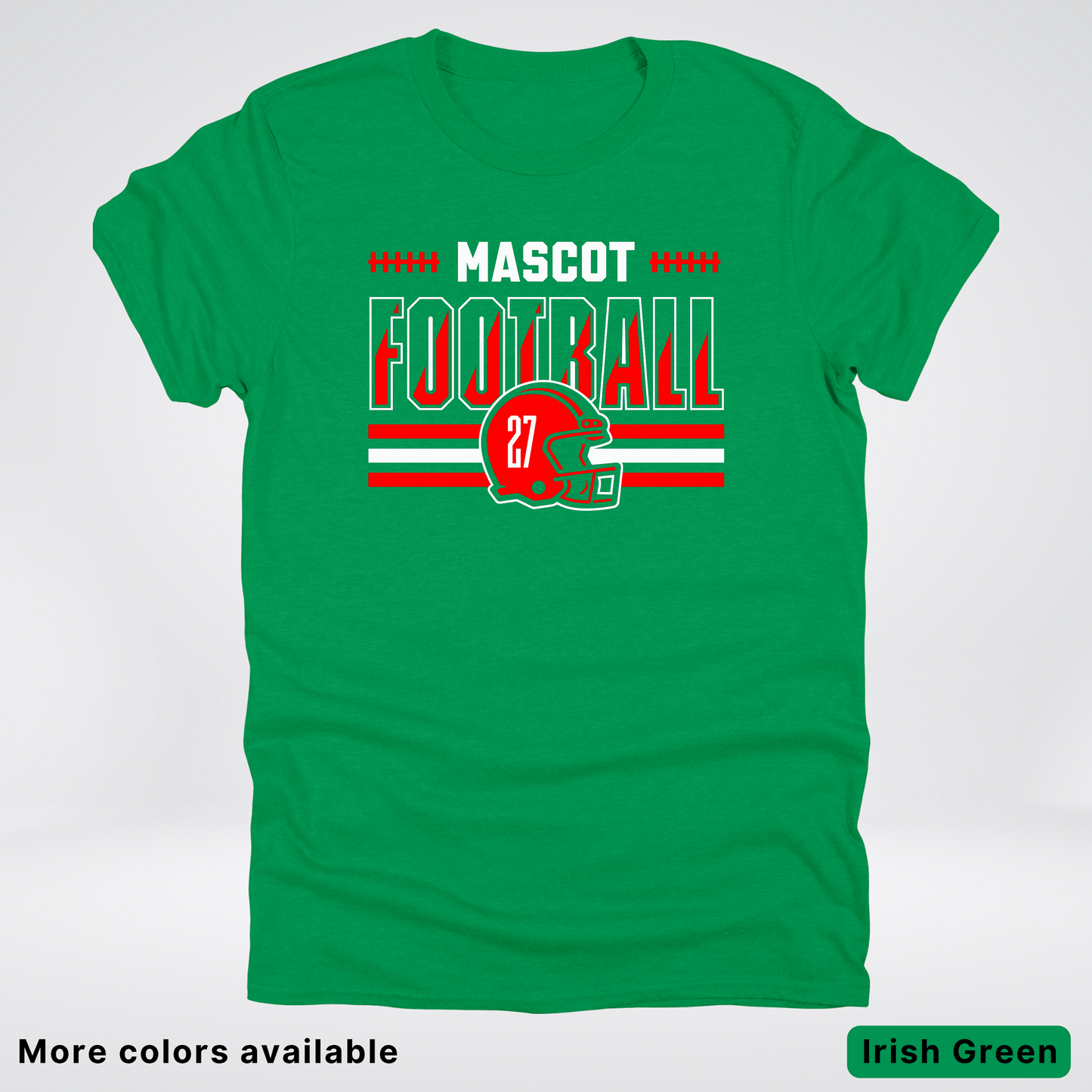 Custom Mascot & Number - Red - Football Design 2 T-Shirt