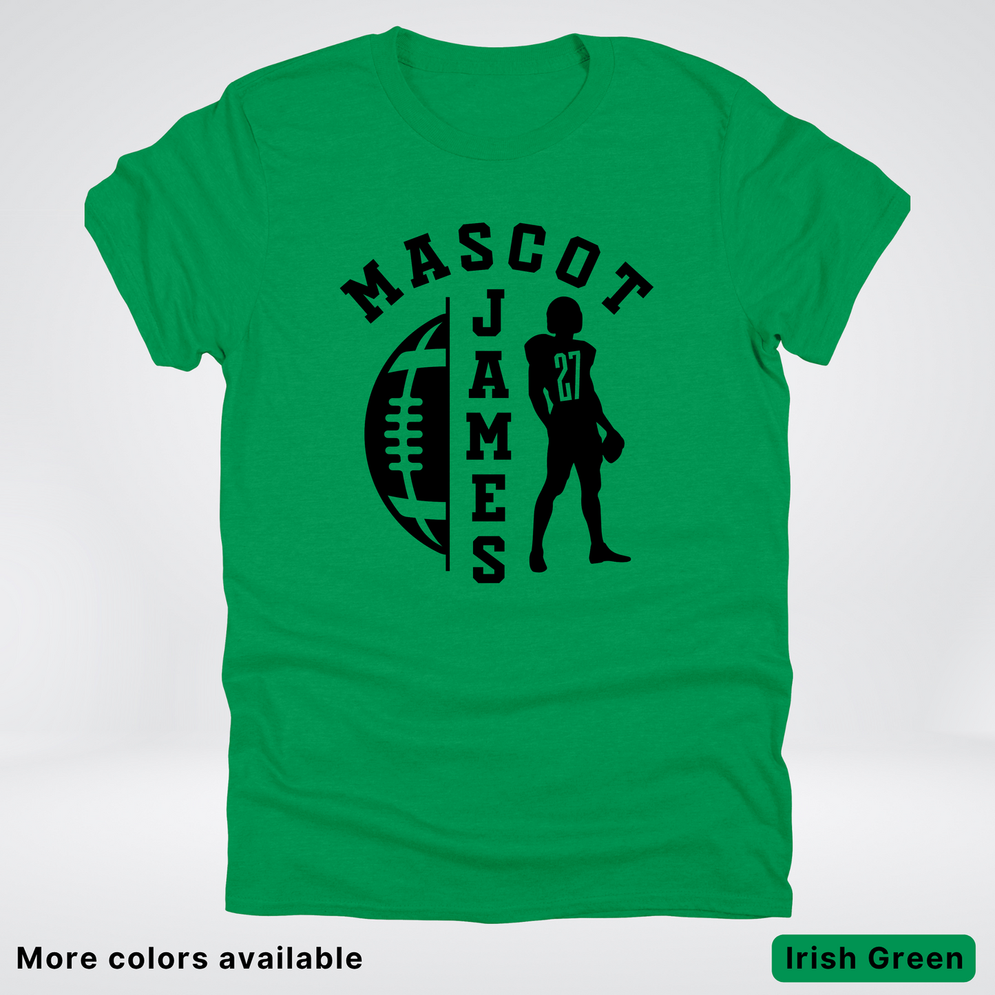 Custom Mascot, Number, & Name - Black - Football Design 31 T-Shirt