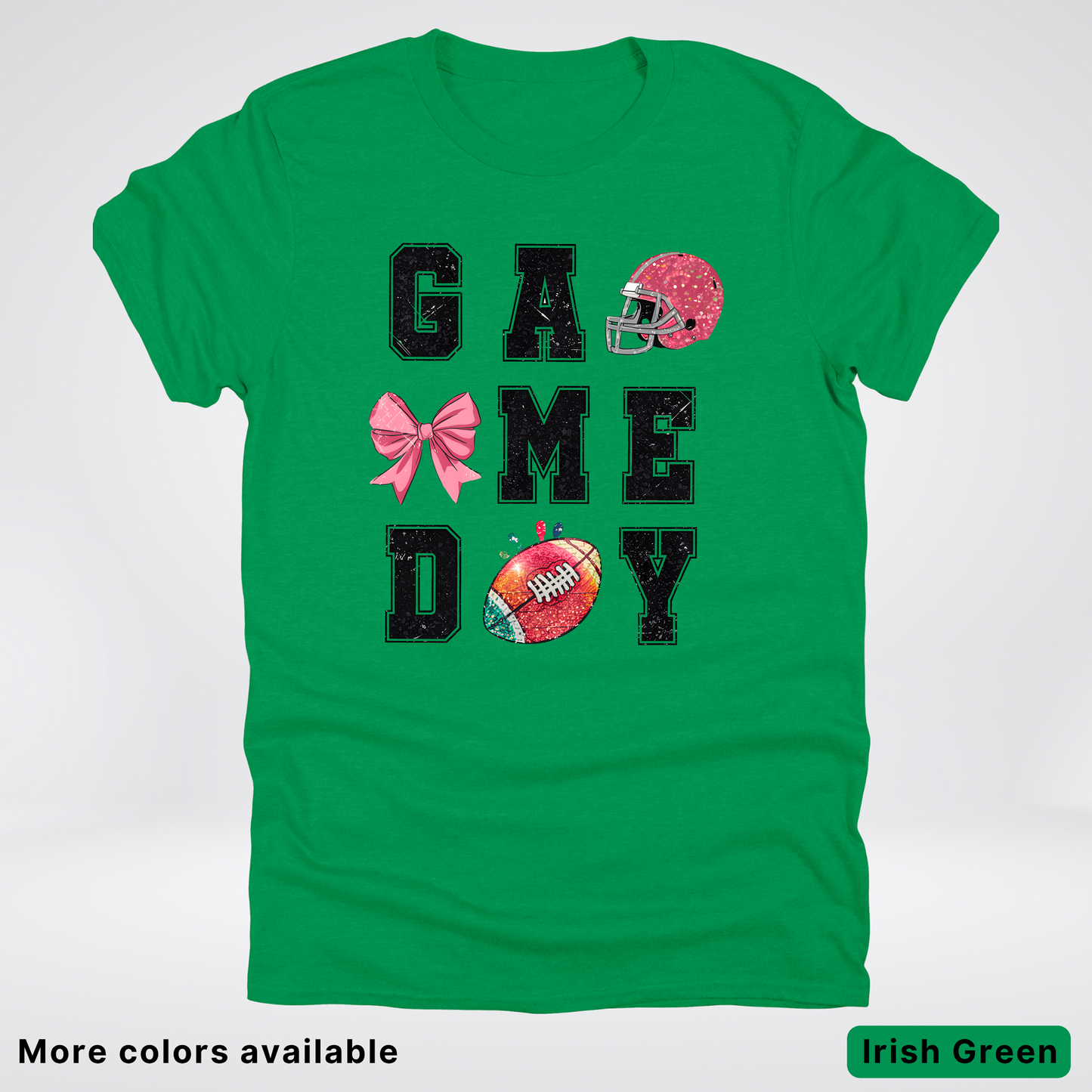 Game Day Pink Helmet Football & Bow - T-Shirt