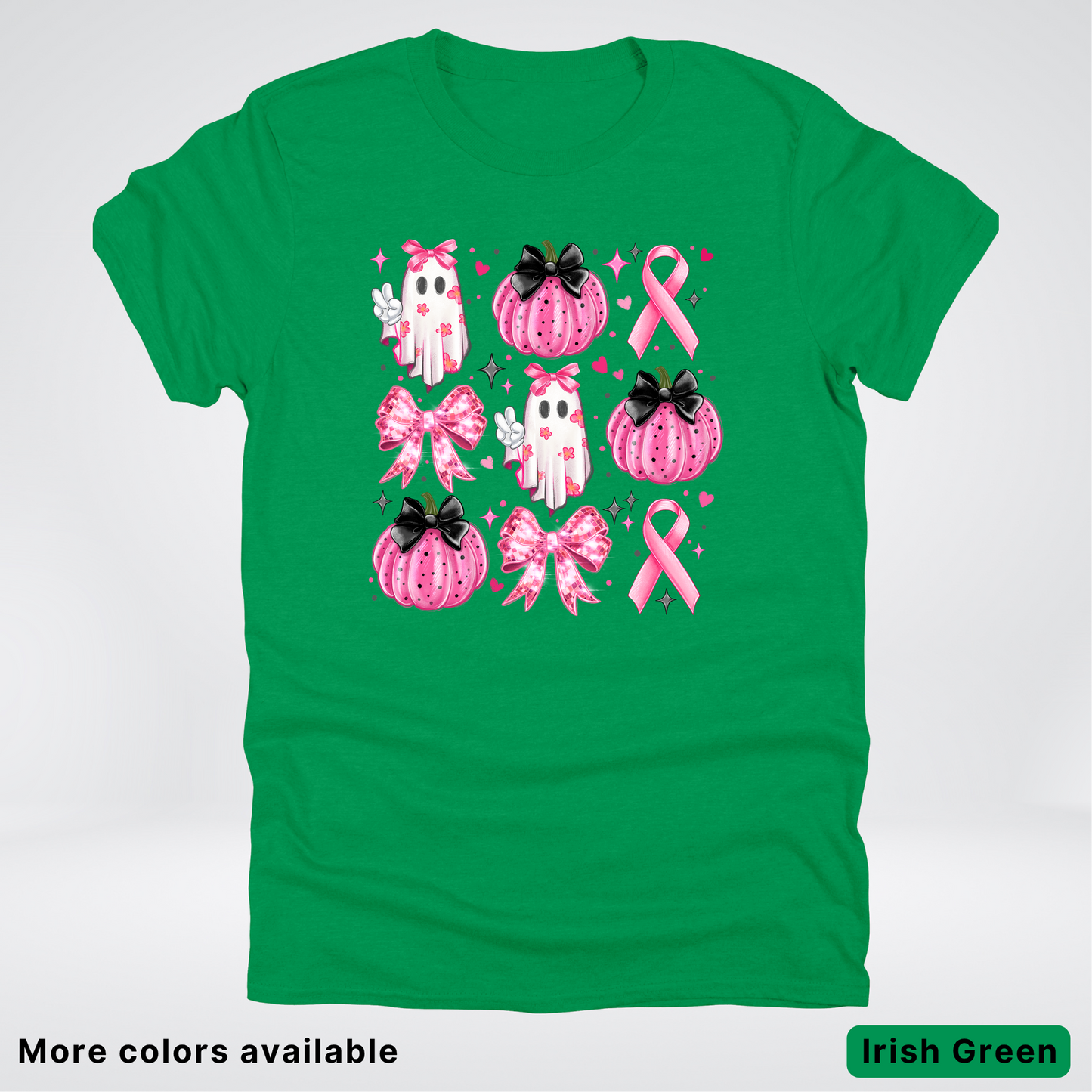 Ghost & Pink Out Pumpkins Coquette Cute Ghost Disco Bow - T-Shirt