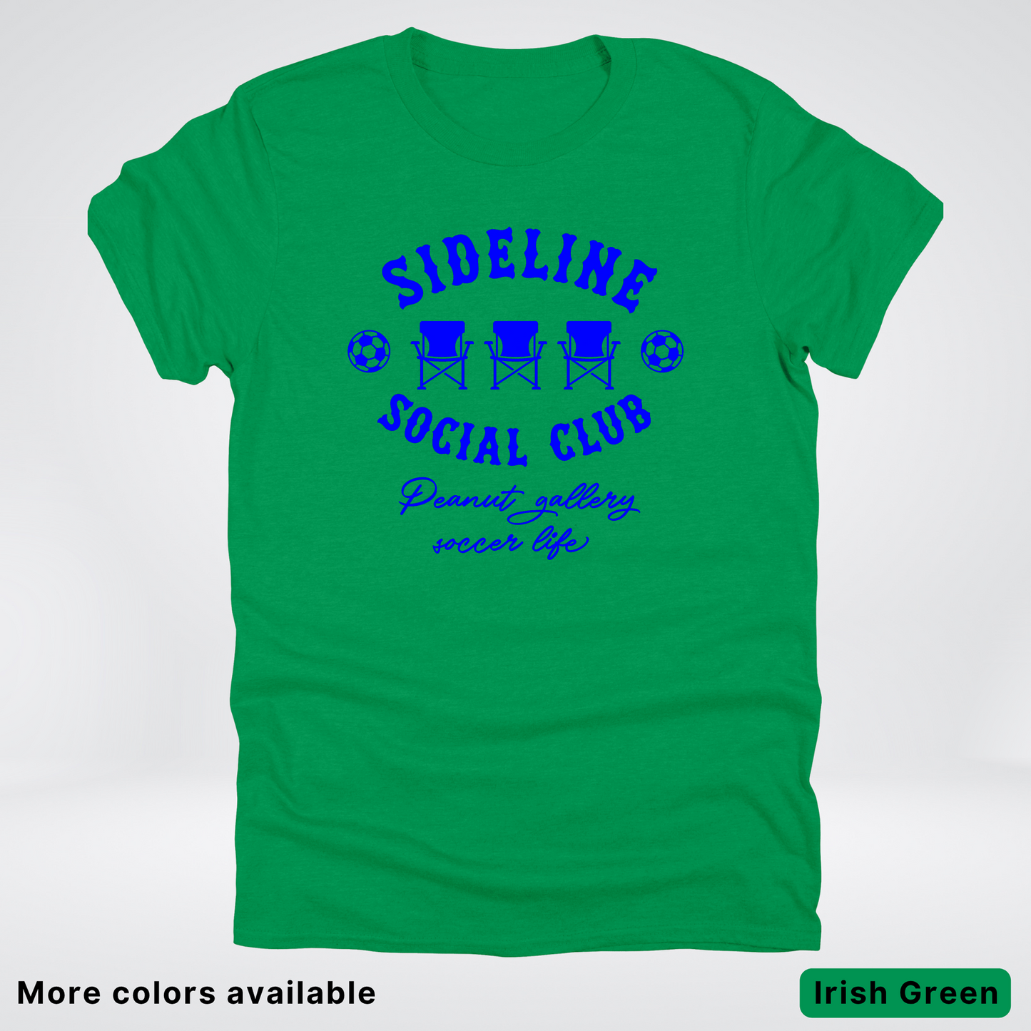 Sideline Social Club Peanut Gallery Soccer Life – Blue Design - T-Shirt