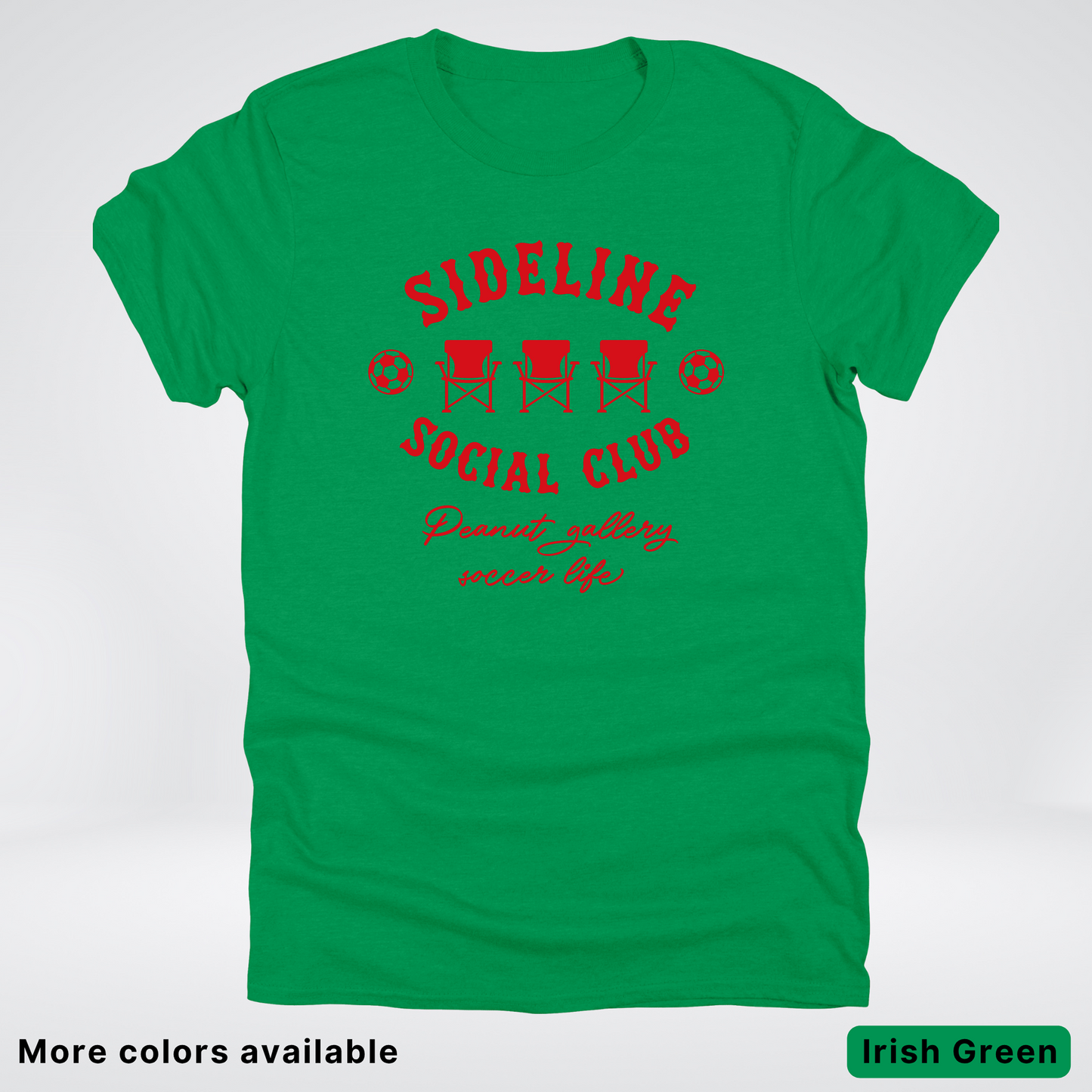 Sideline Social Club Peanut Gallery Soccer Life – Red Design - T-Shirt
