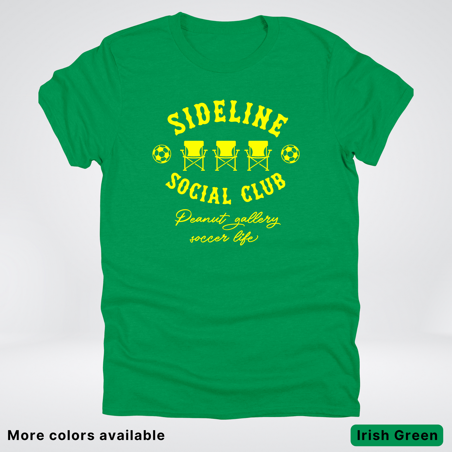 Sideline Social Club Peanut Gallery Soccer Life – Yellow Design - T-Shirt