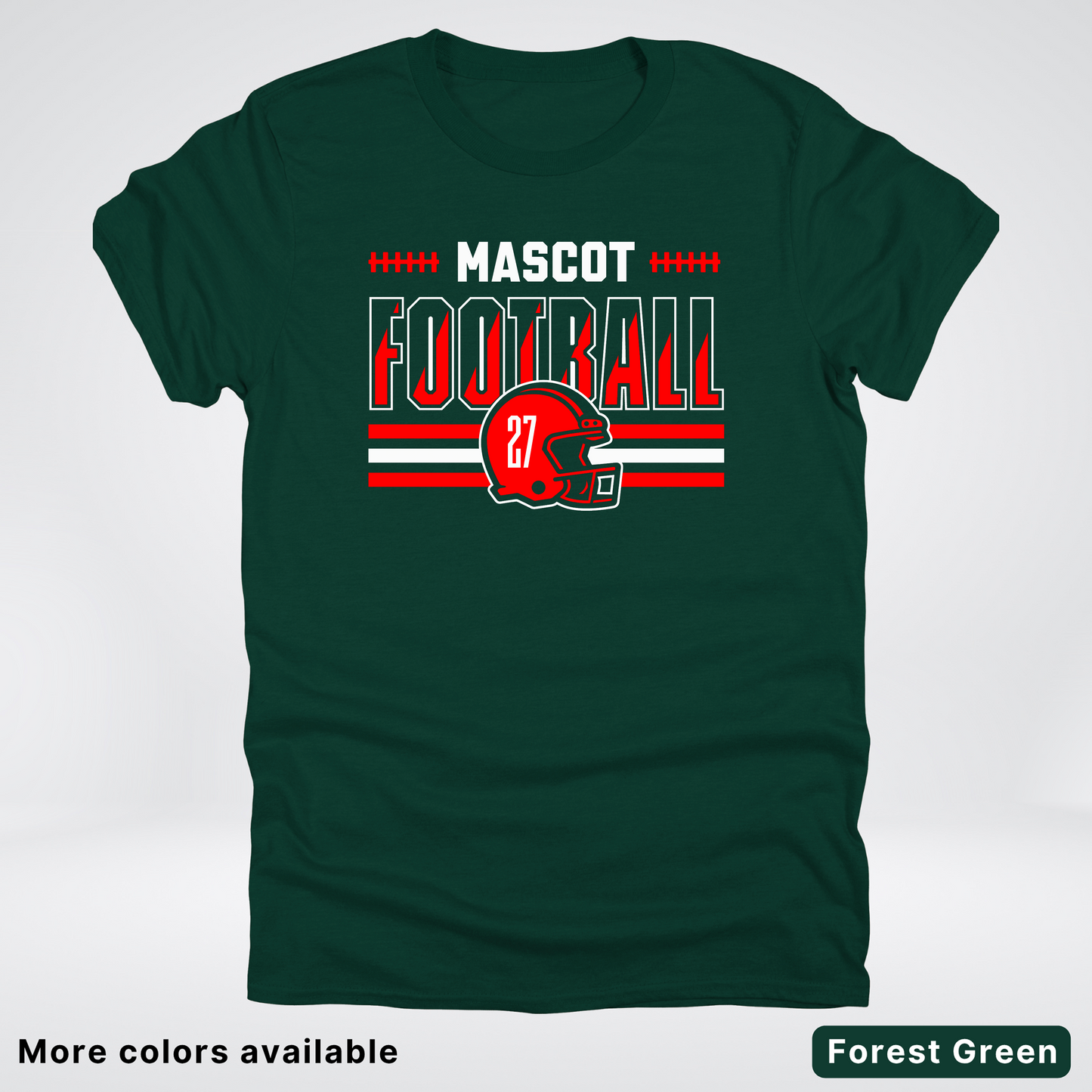 Custom Mascot & Number - Red - Football Design 2 T-Shirt