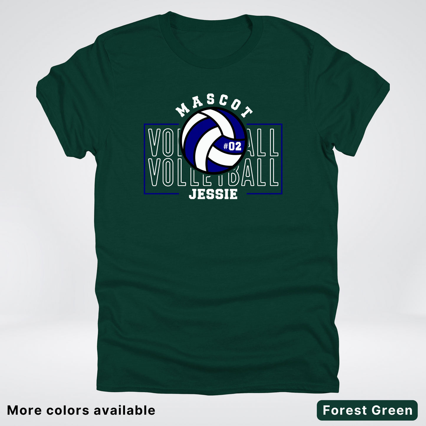 Custom Mascot, Number, & Name – Navy - Volleyball Design 13 T-Shirt