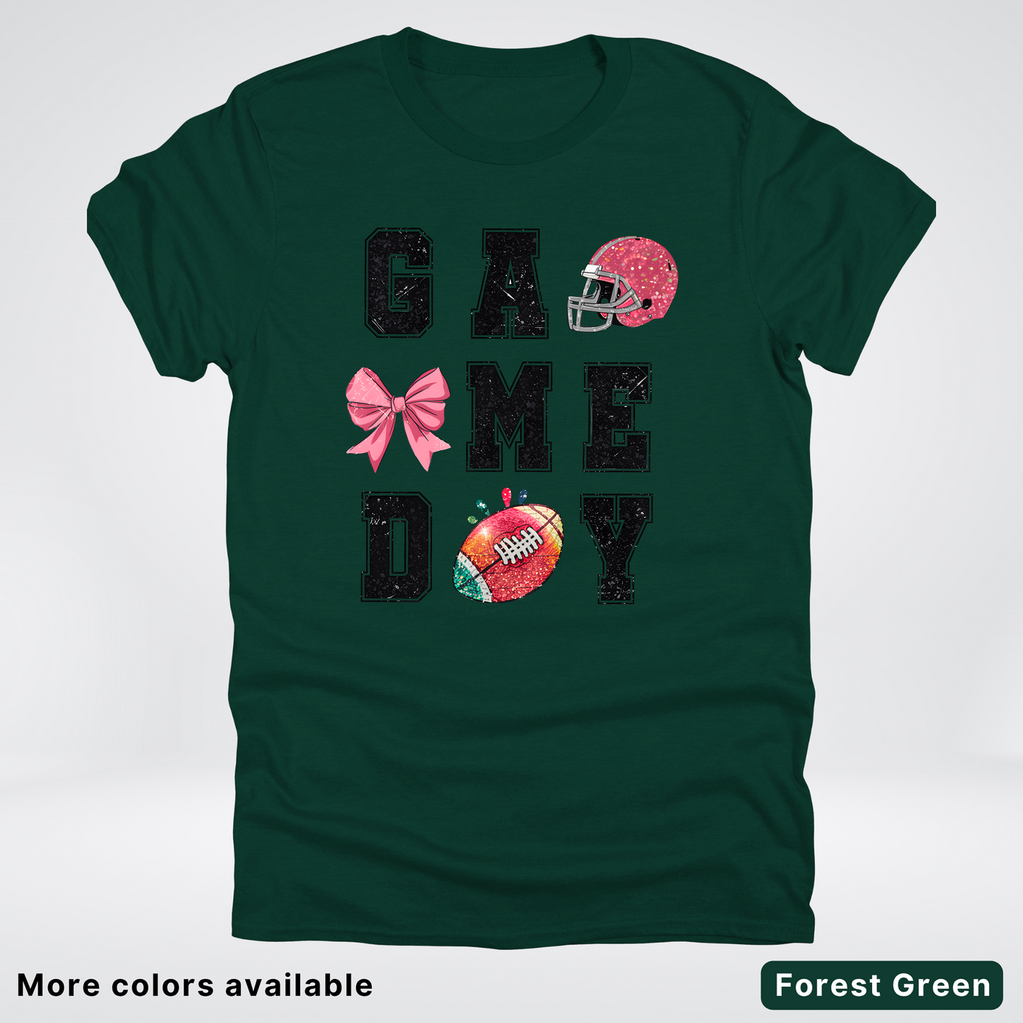 Game Day Pink Helmet Football & Bow - T-Shirt