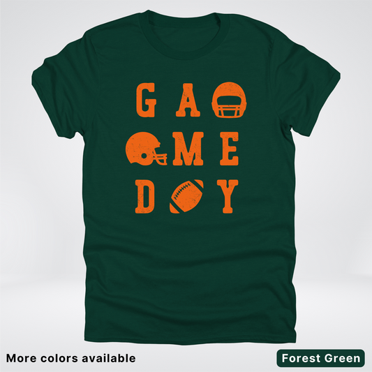 Game Day Football 3 x 3 – Orange Design  – T-Shirt