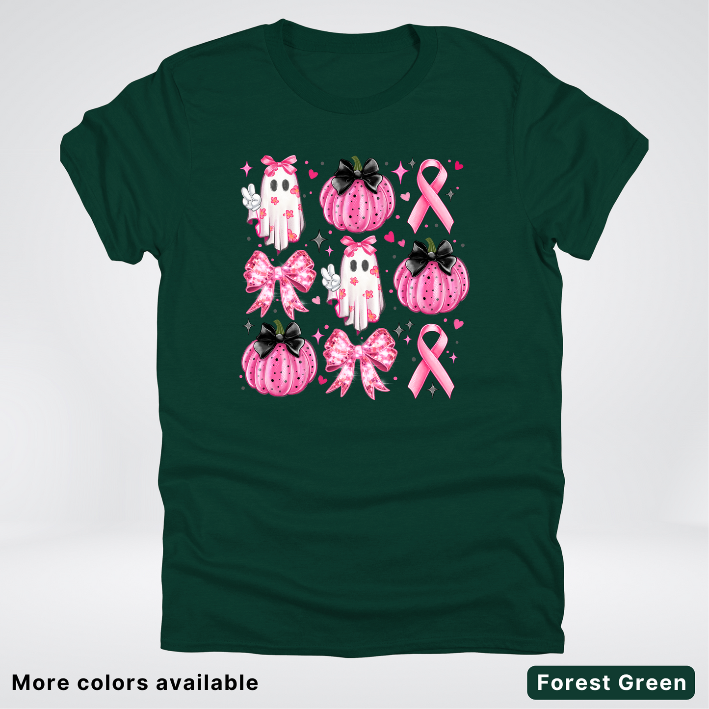 Ghost & Pink Out Pumpkins Coquette Cute Ghost Disco Bow - T-Shirt