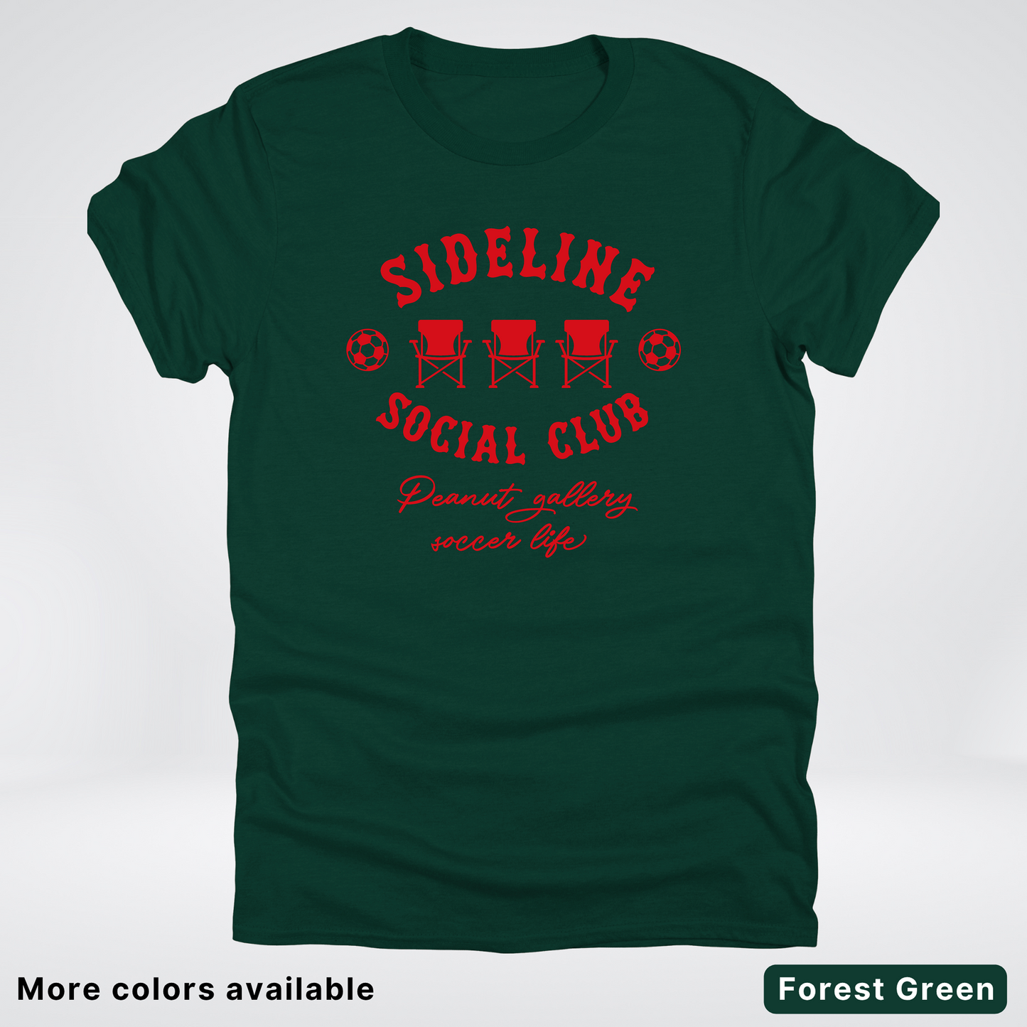 Sideline Social Club Peanut Gallery Soccer Life – Red Design - T-Shirt