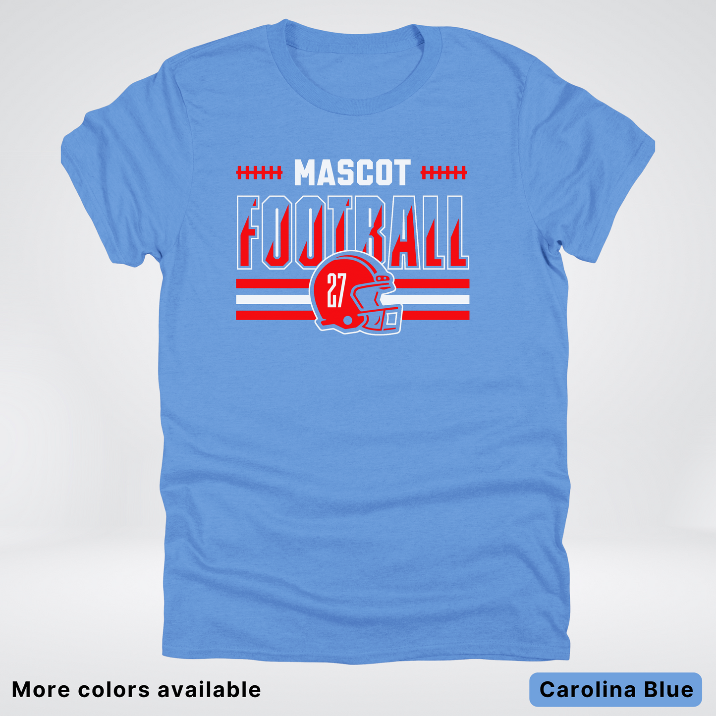 Custom Mascot & Number - Red - Football Design 2 T-Shirt
