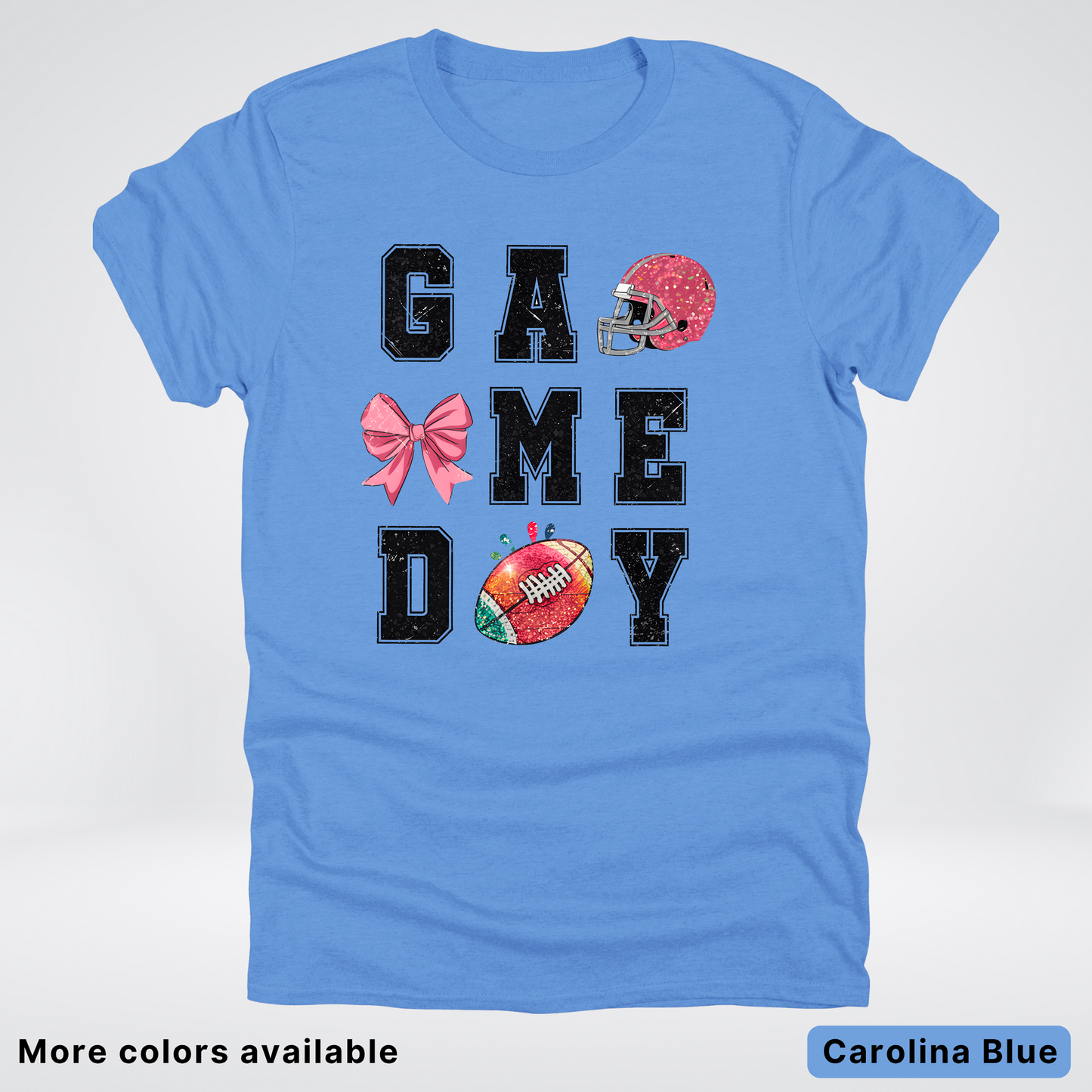 Game Day Pink Helmet Football & Bow - T-Shirt